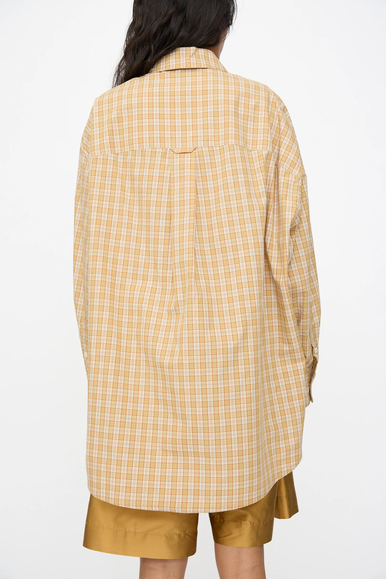 Checked Cotton Phoebe Shirt in Ochre, Red and Purple Check - Image 6