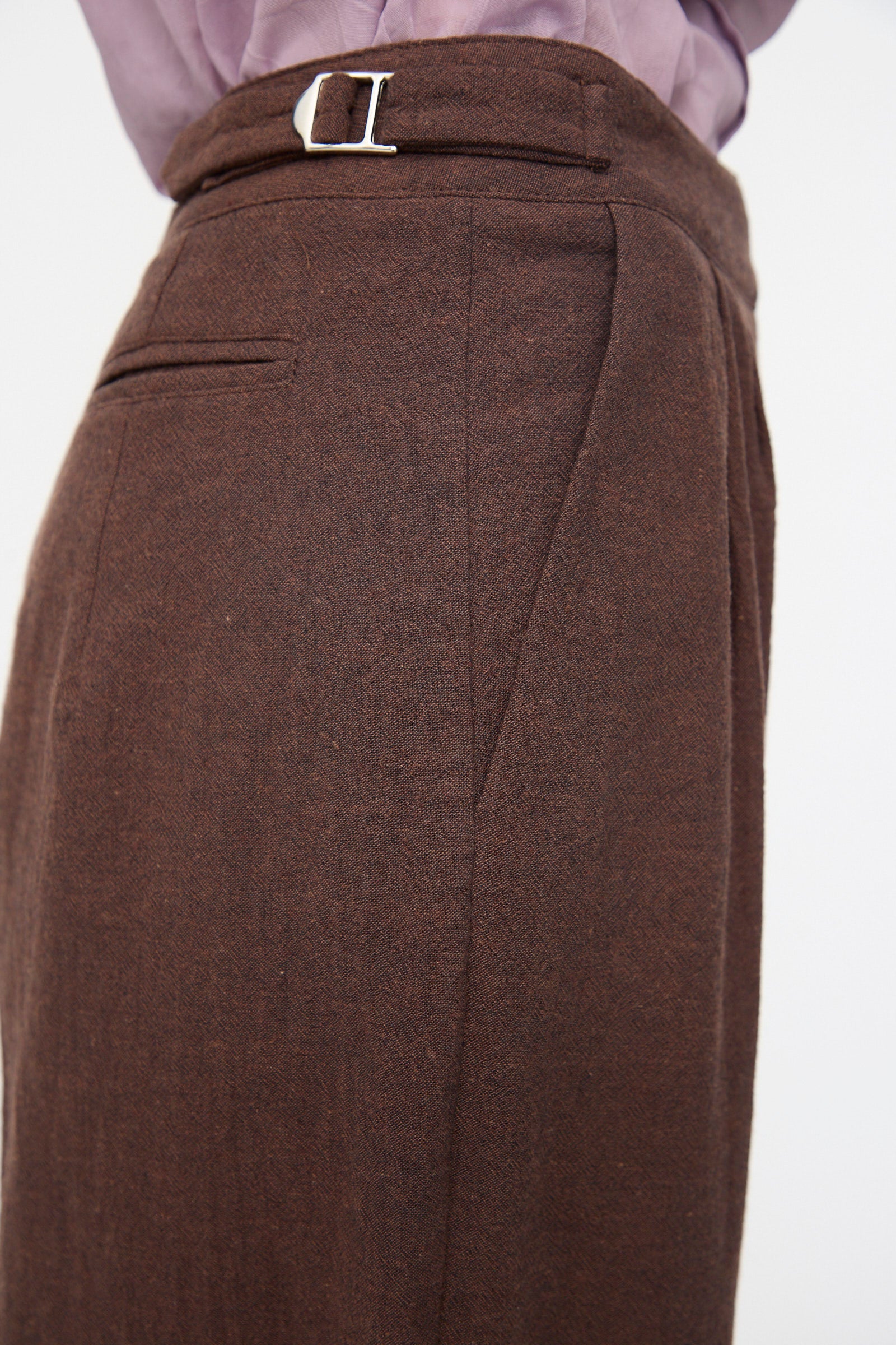 Japanese High Twisted Poplin Enya Trouser in Fog Purple - Image 3