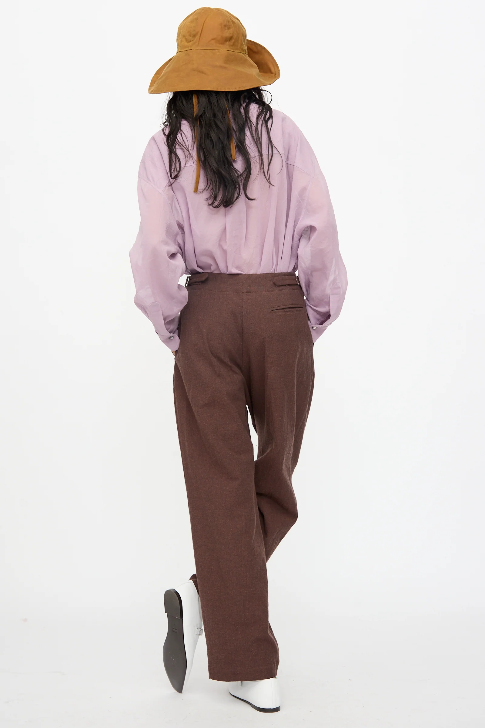 Japanese High Twisted Poplin Enya Trouser in Fog Purple - Image 6