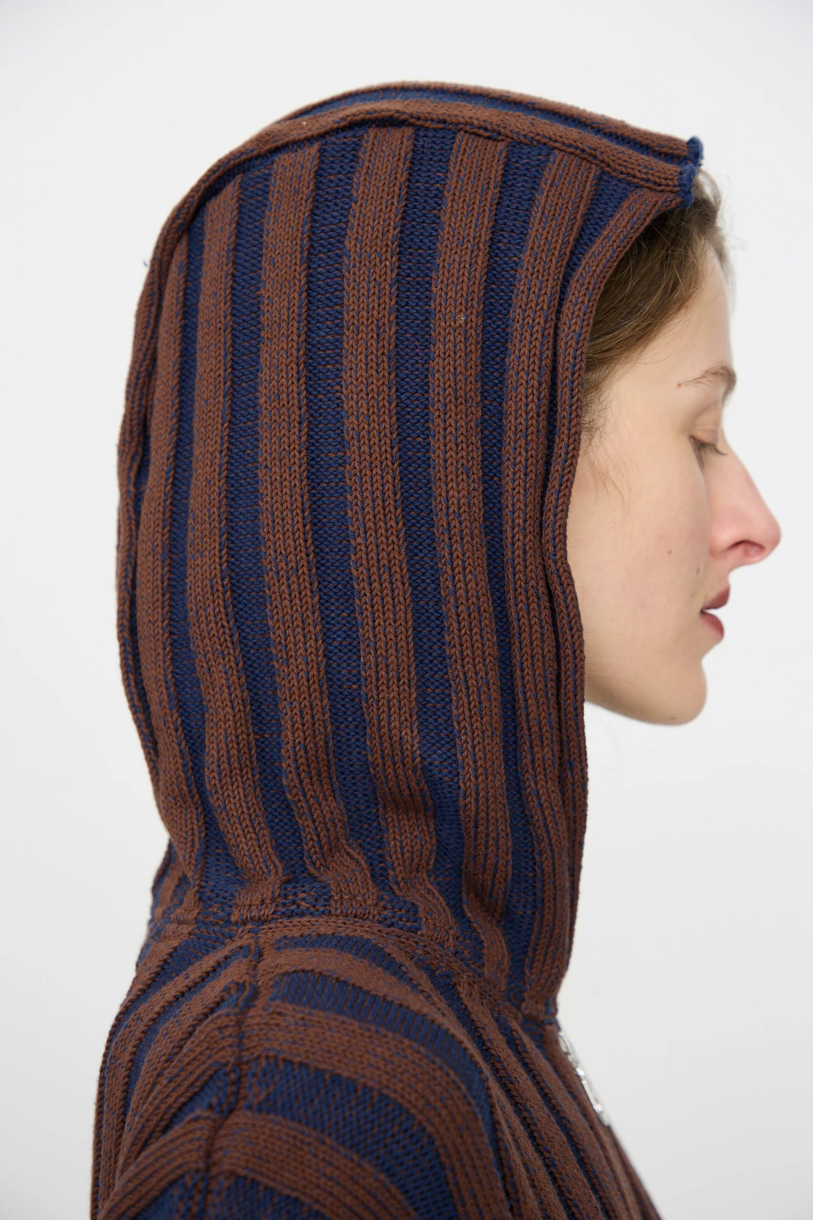 Organic Cotton Zip Up Hoodie in Blu Kid and Choco - Image 3