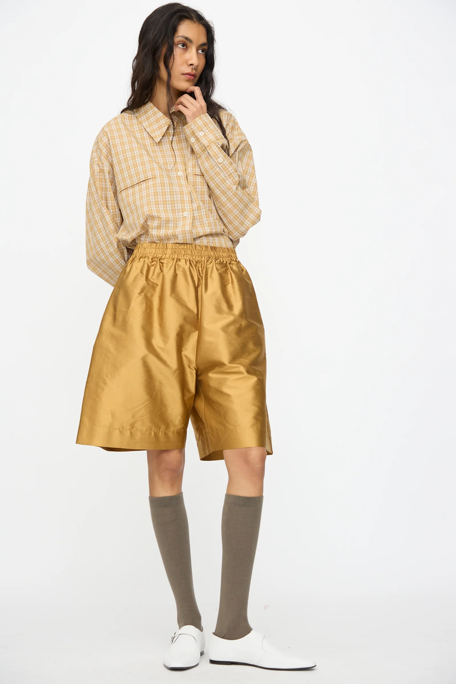Silk Dupion Hilda Short in Ochre - Image 4
