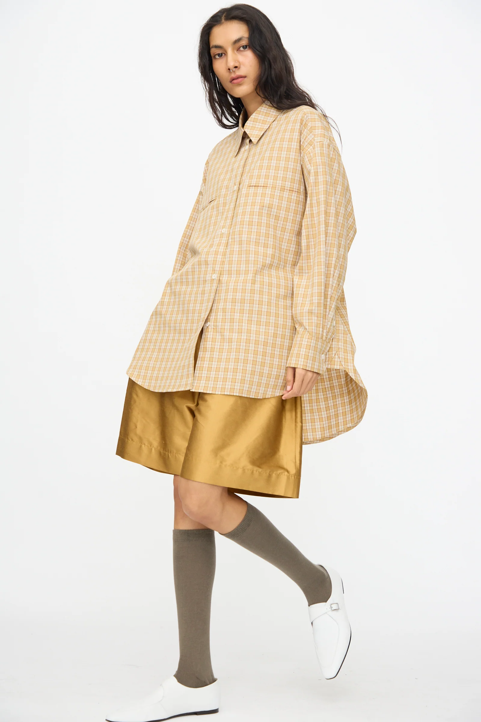 Silk Dupion Hilda Short in Ochre - Image 5