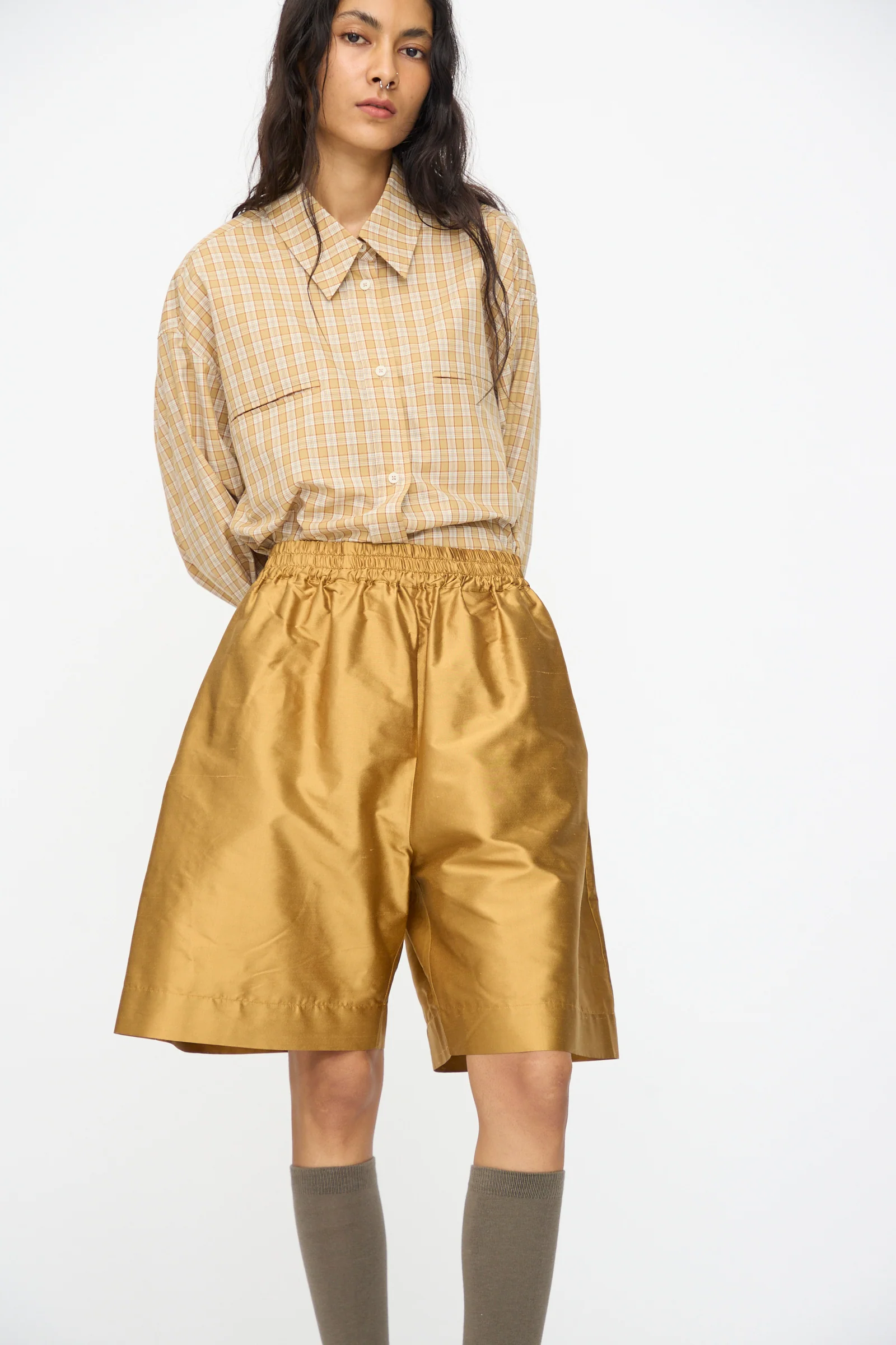 Silk Dupion Hilda Short in Ochre - Image 6