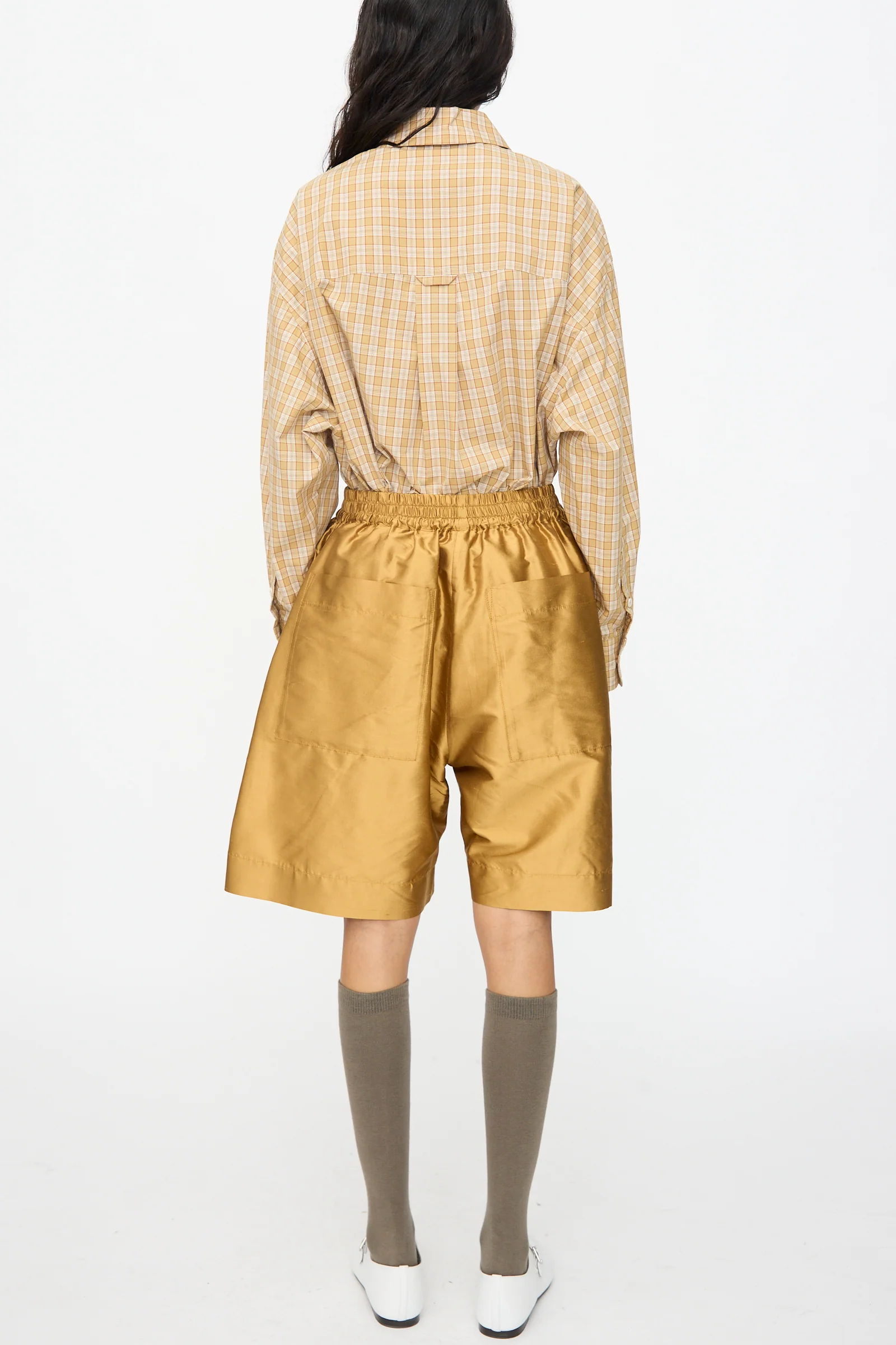 Silk Dupion Hilda Short in Ochre - Image 7