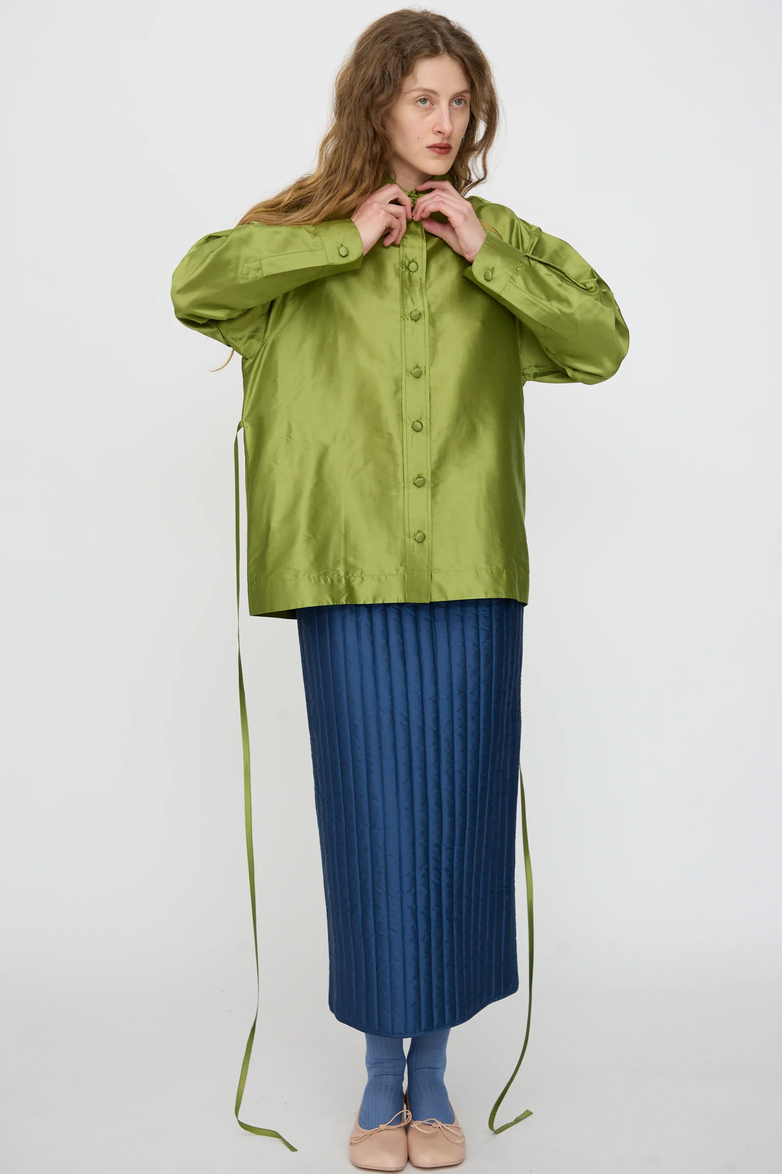 Silk Dupion June Shirt in Apple - Image 5