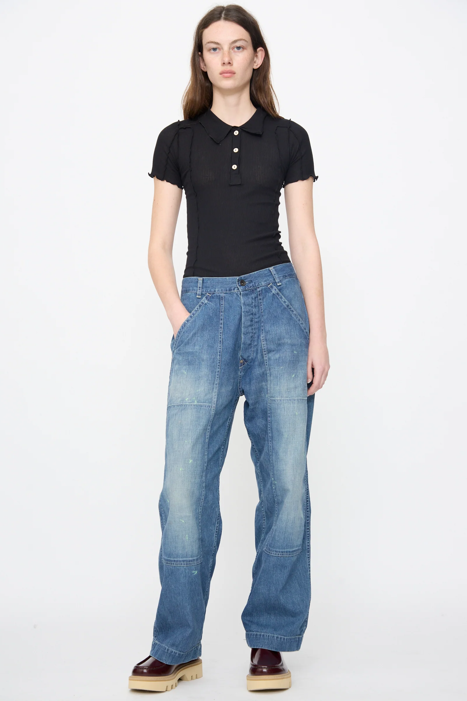Denim Double Knee Painter Pants in Splushed Medium - Image 5