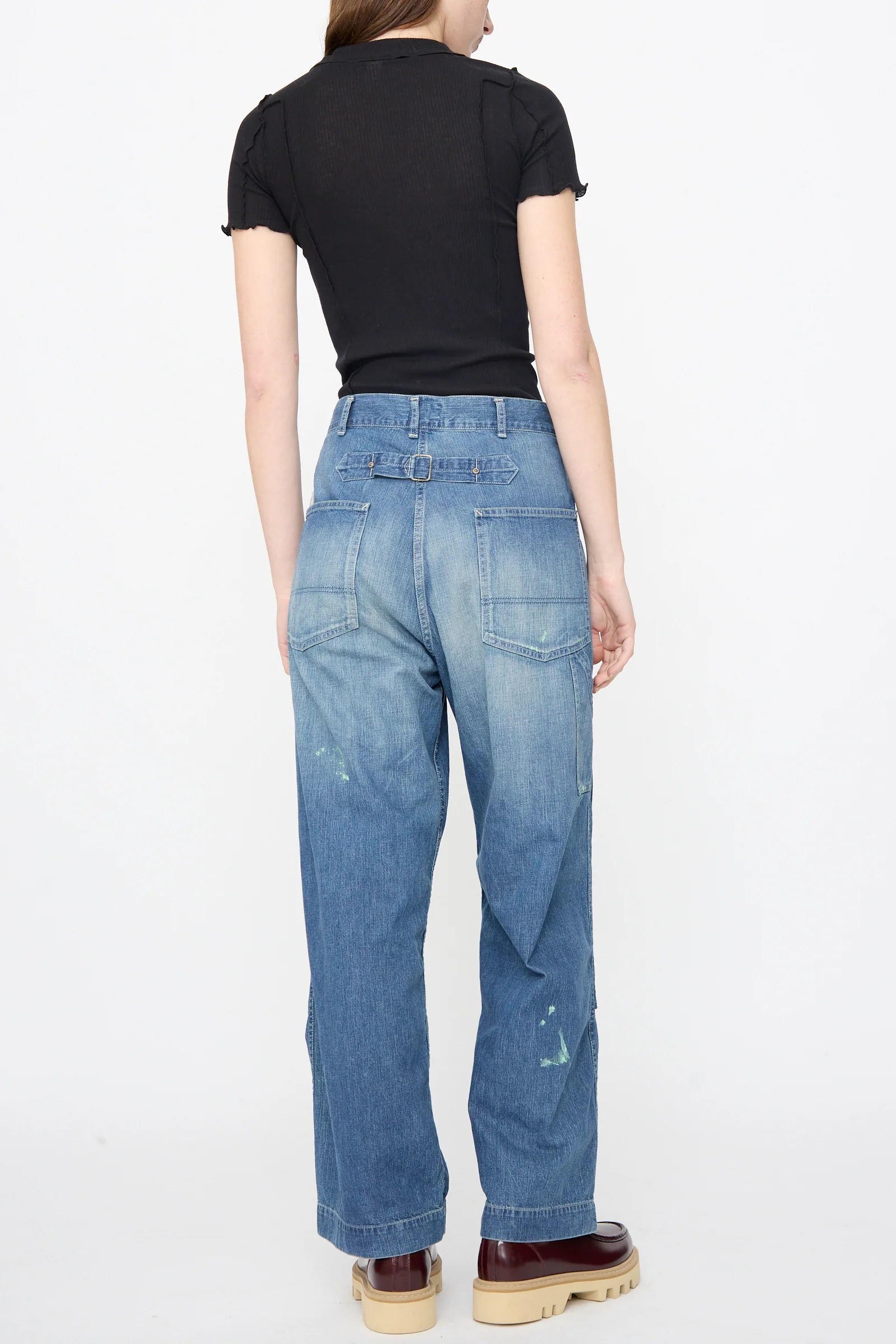 Denim Double Knee Painter Pants in Splushed Medium - Image 6