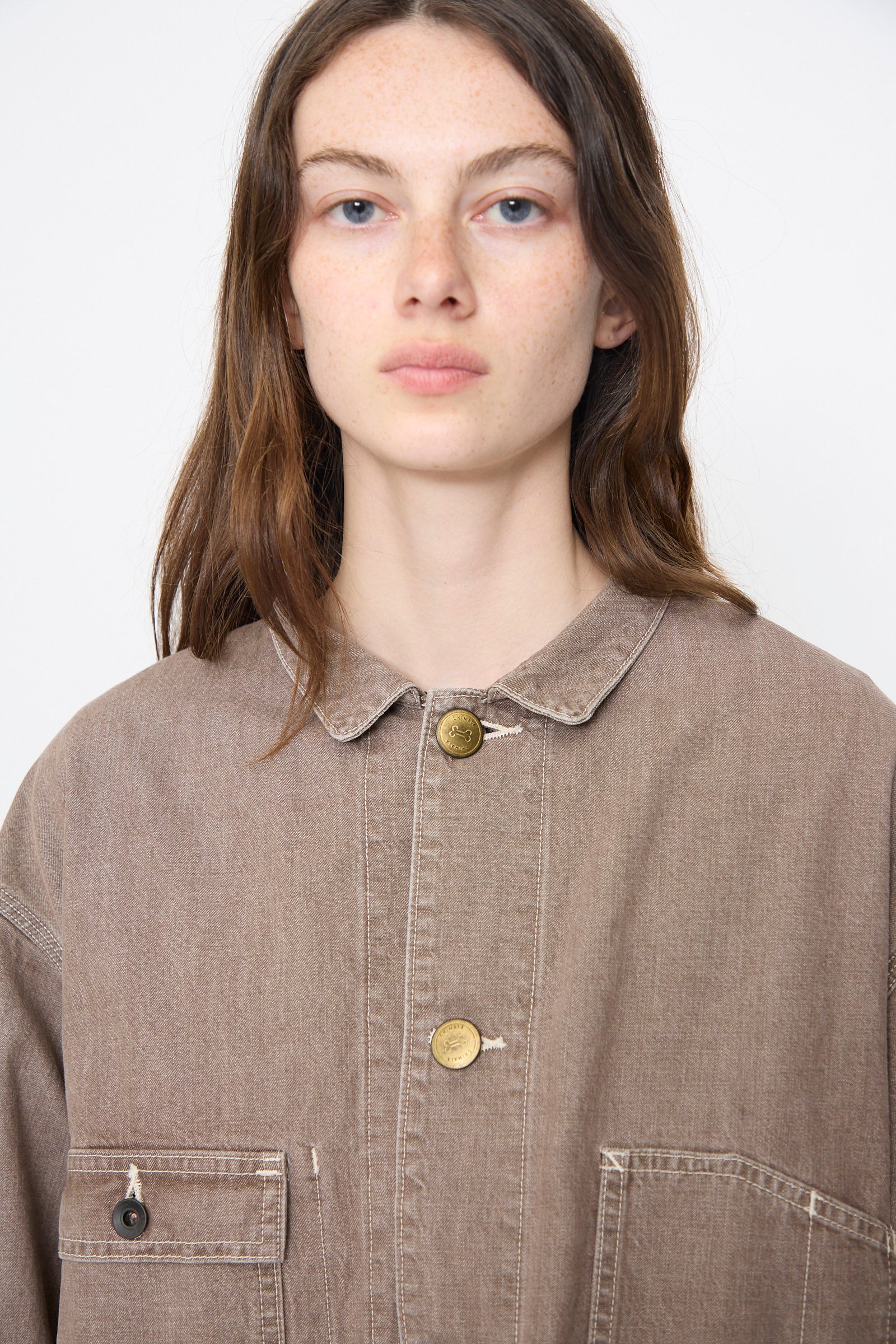 Denim Short Chore Jacket in Brown - Image 3