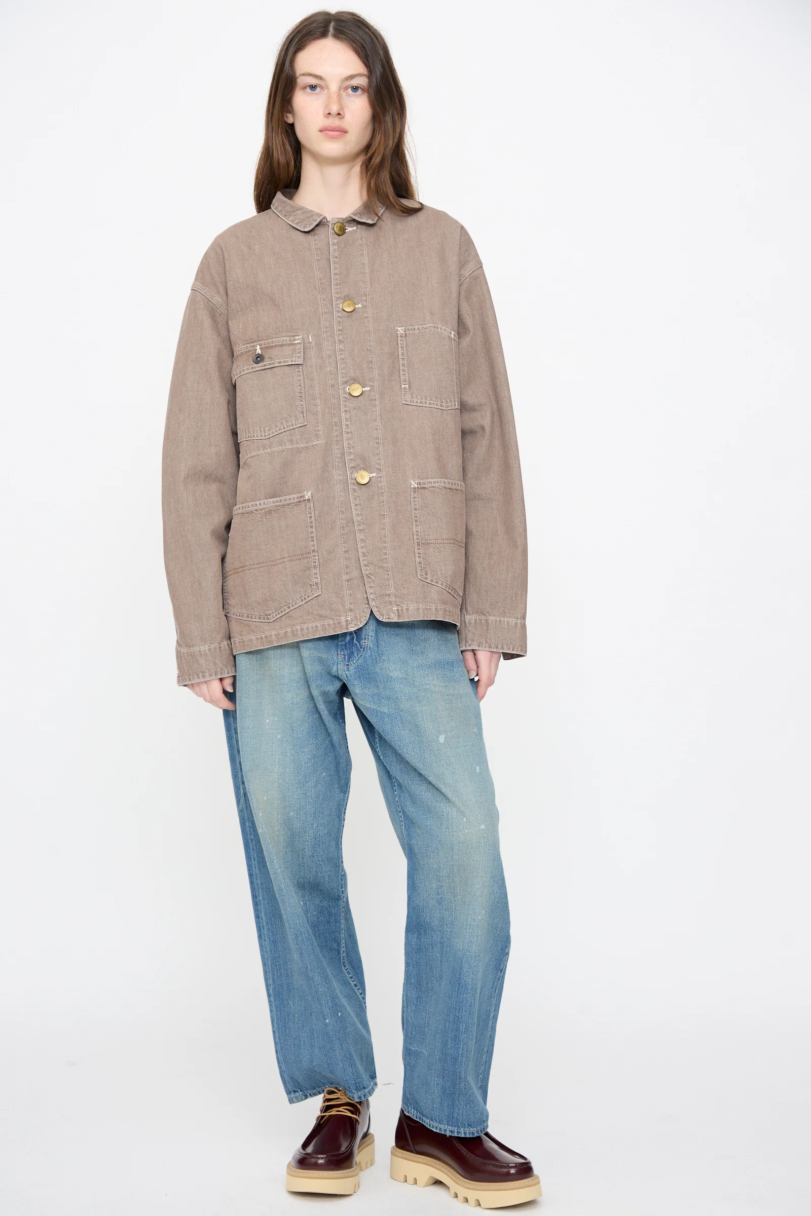 Denim Short Chore Jacket in Brown - Image 5