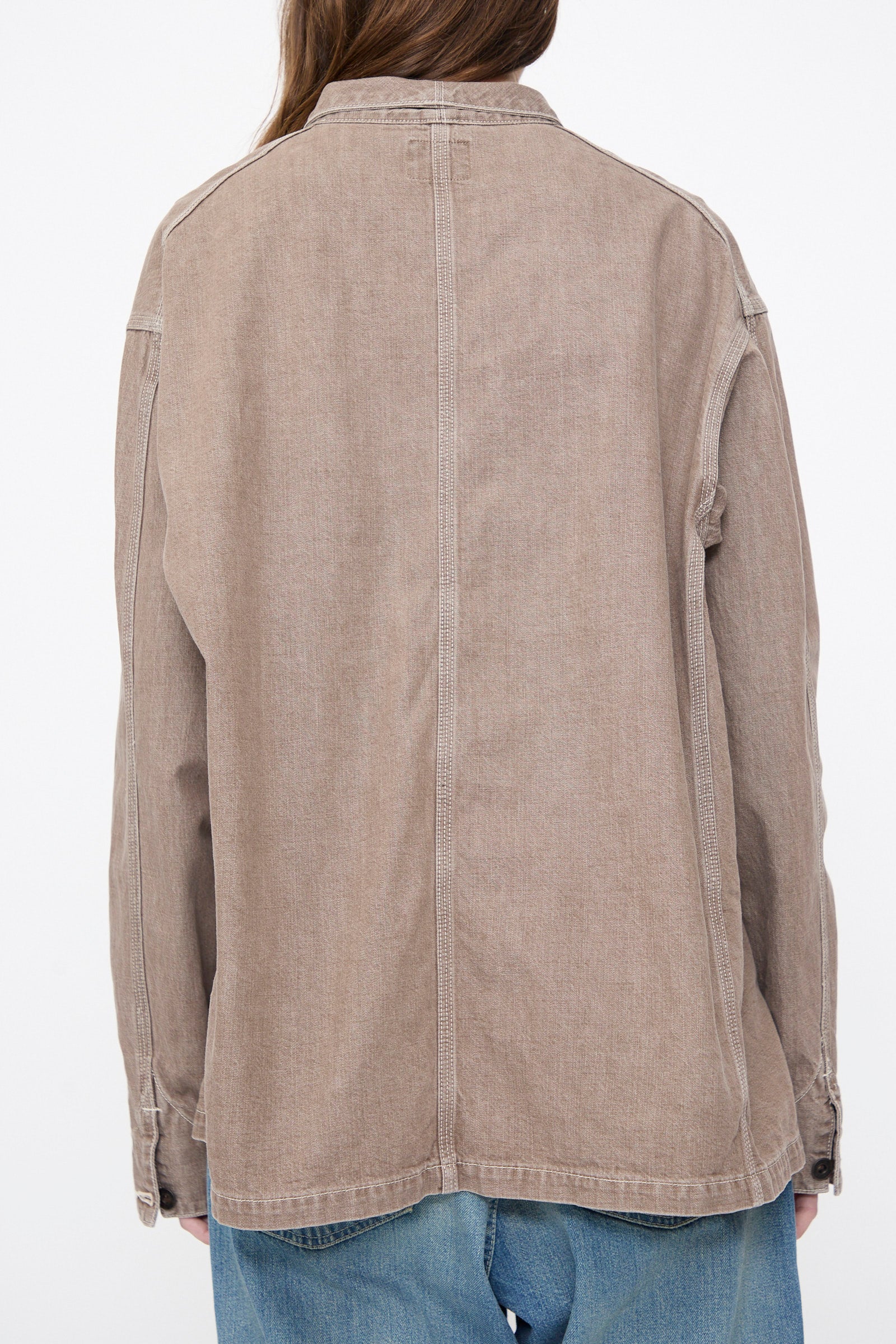 Denim Short Chore Jacket in Brown - Image 6