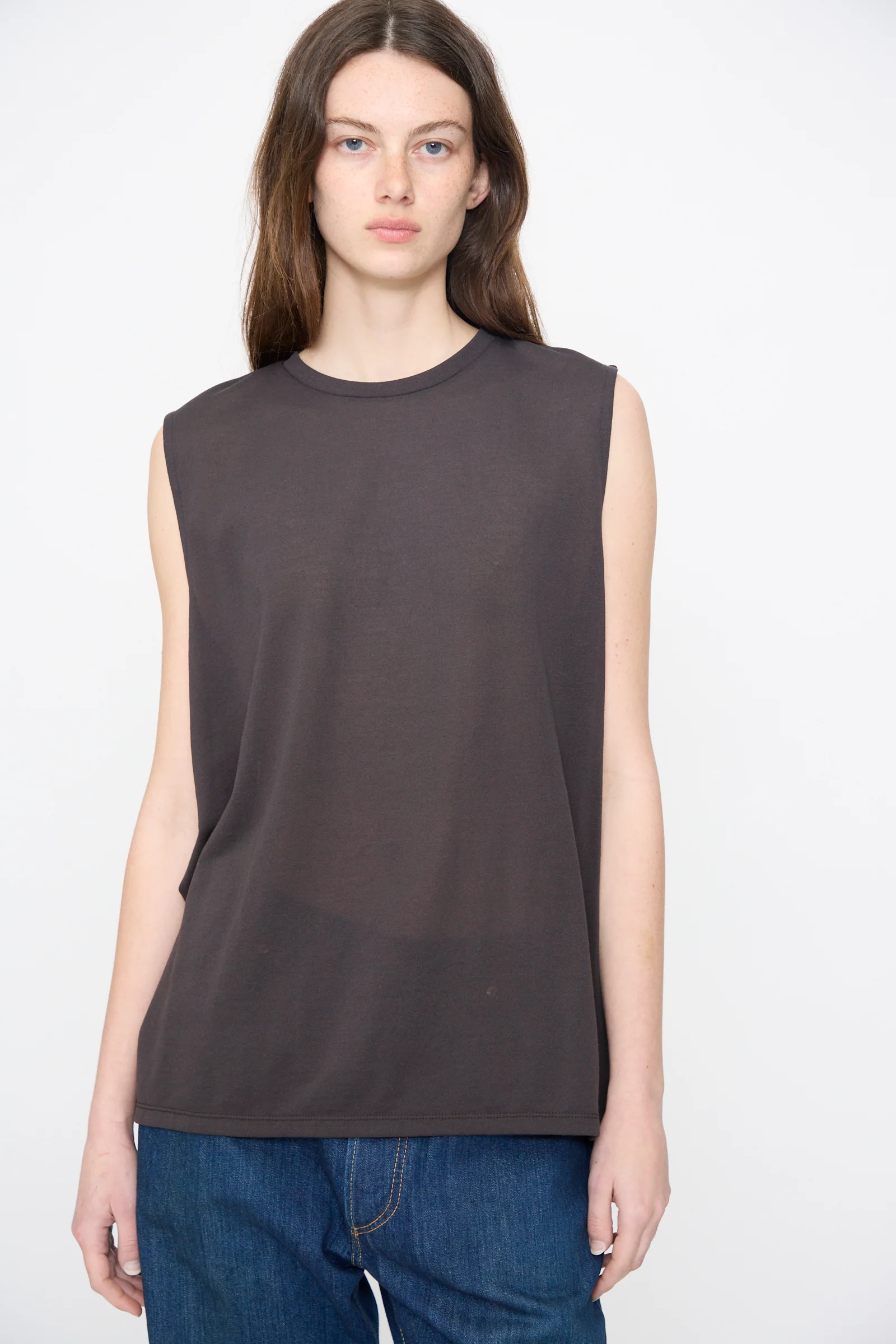 Sheer Fleece Muscle Tee in Charcoal - Image 4
