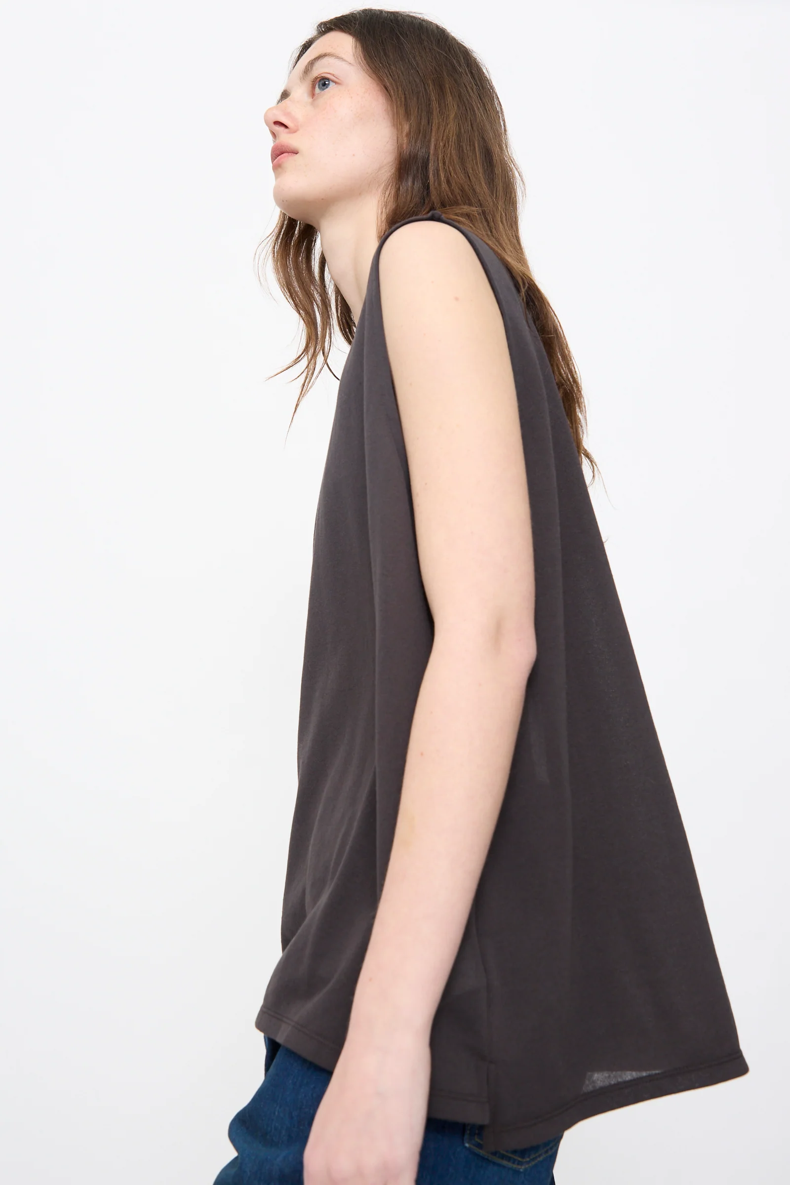 Sheer Fleece Muscle Tee in Charcoal - Image 5