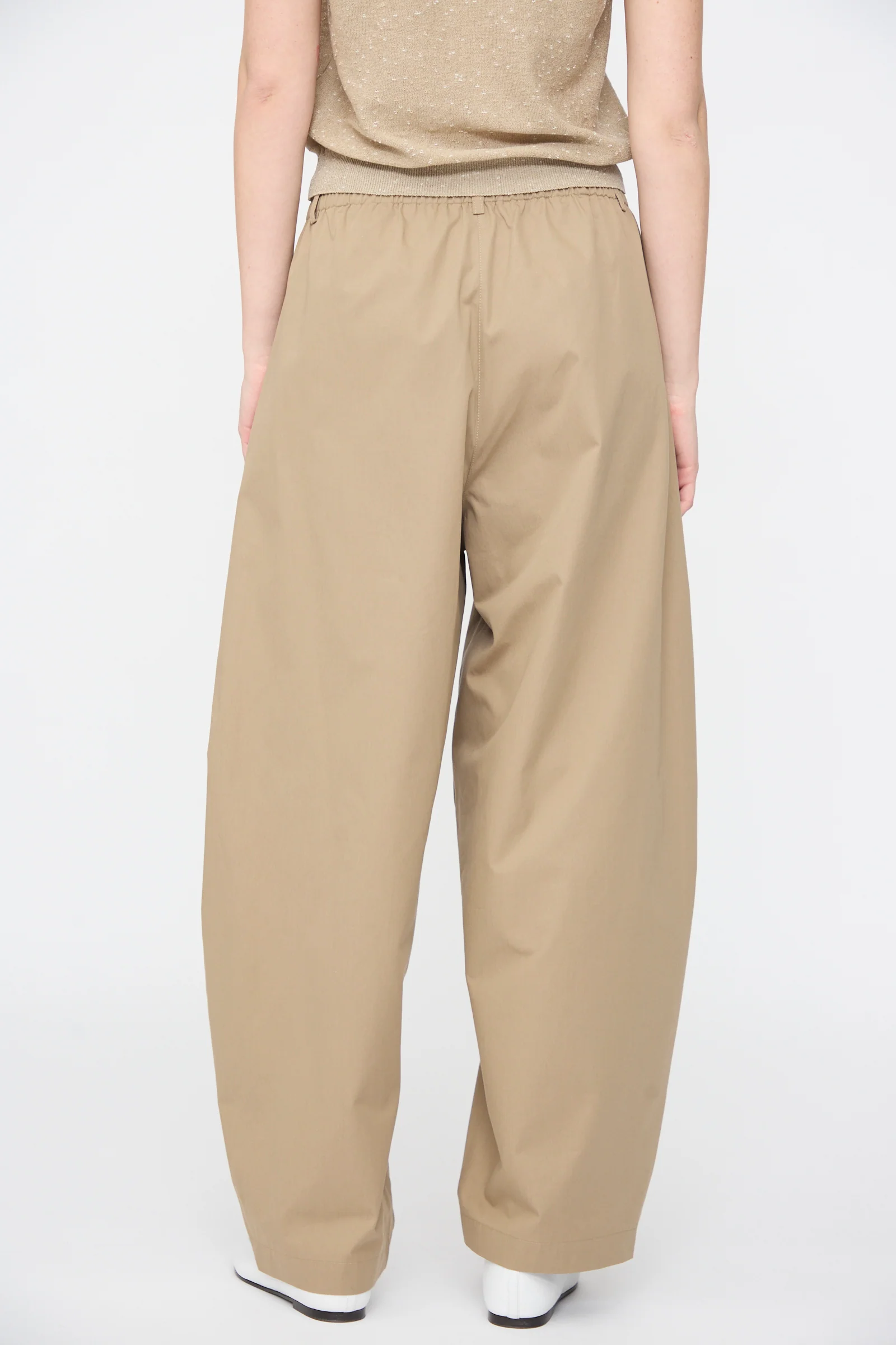 Cotton Curved Pants in Camel - Image 6