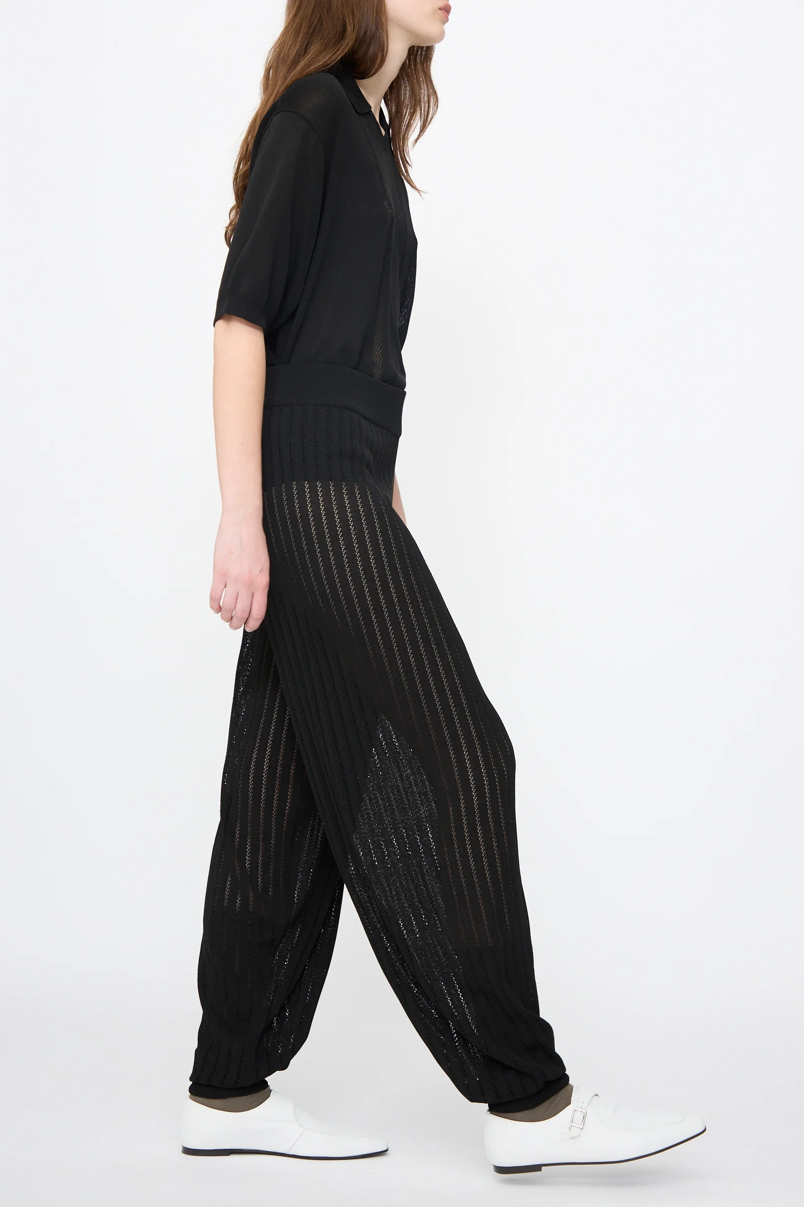 Lace Knit Pants in Black - Image 4