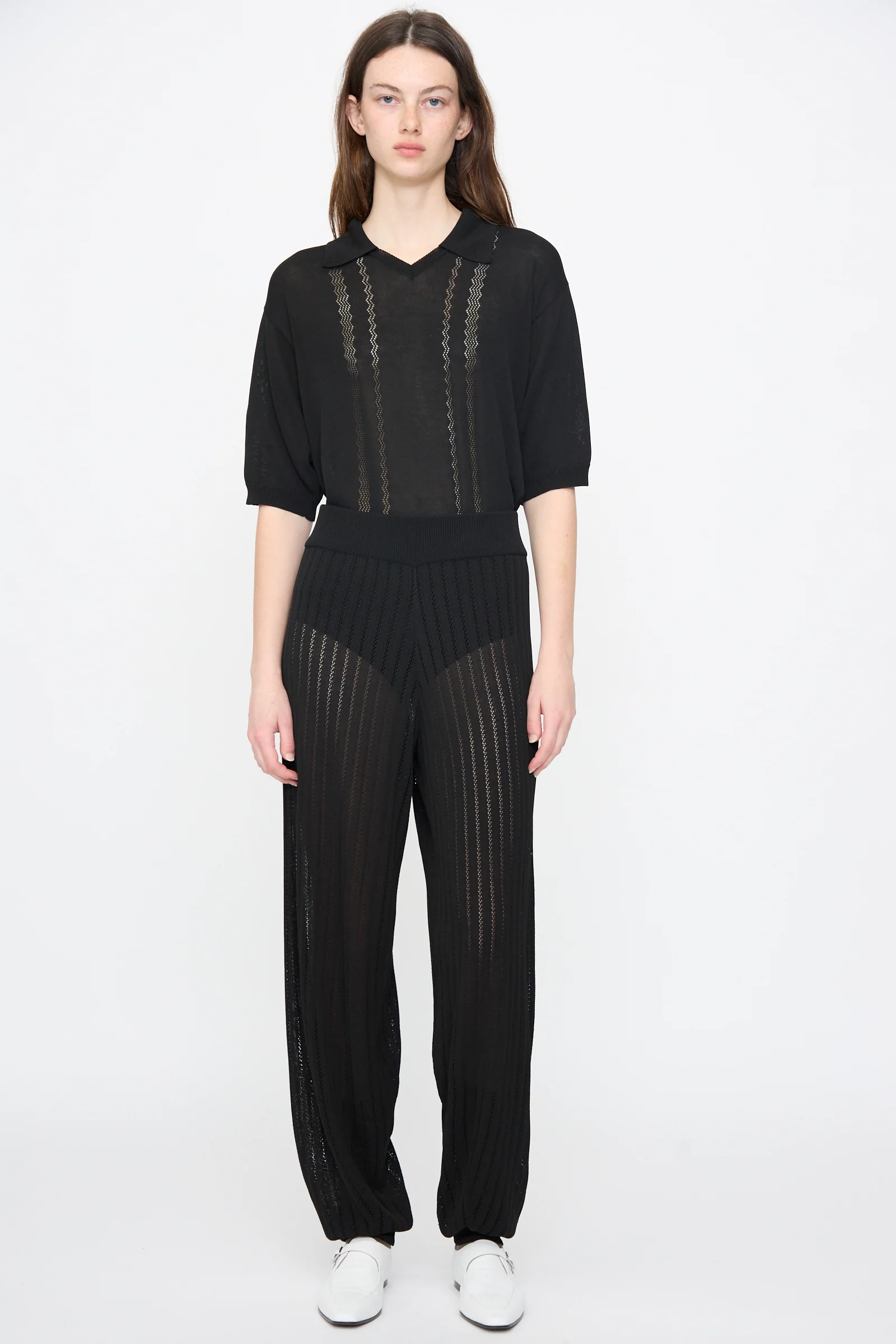 Lace Knit Pants in Black - Image 7