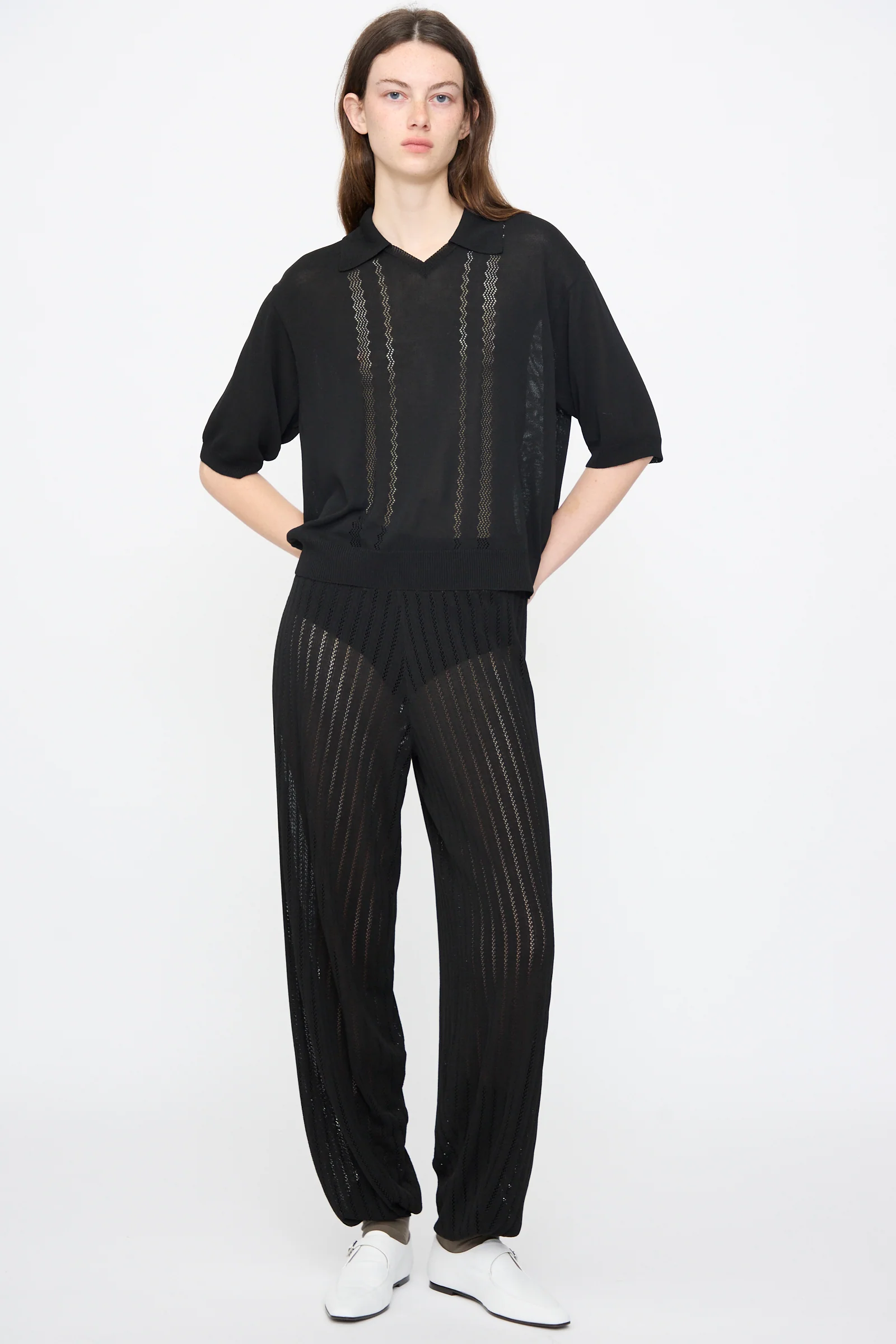 Lace Knit Pants in Black - Image 8