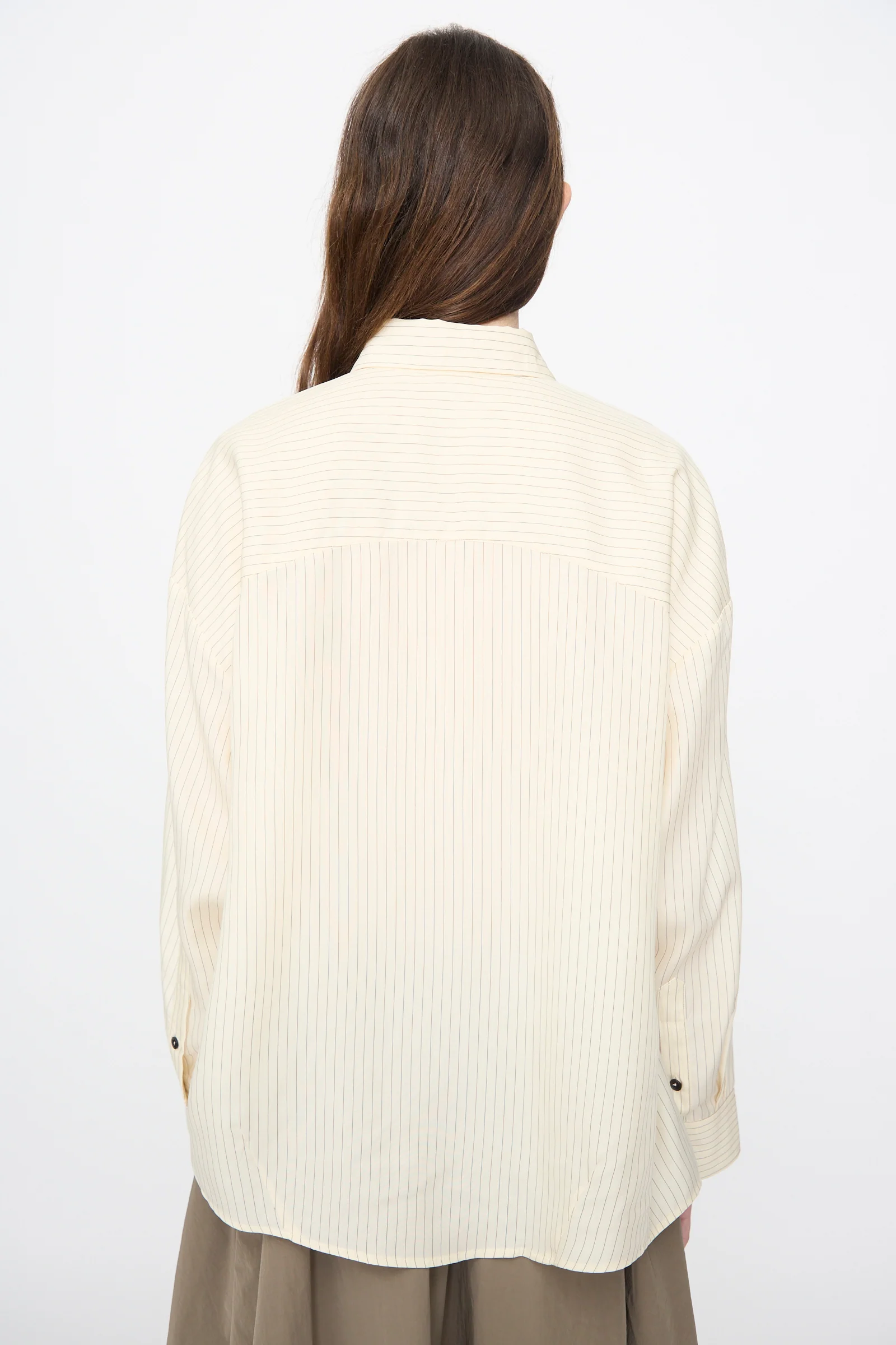 Oversized Pencil Striped Shirt in Cream - Image 6