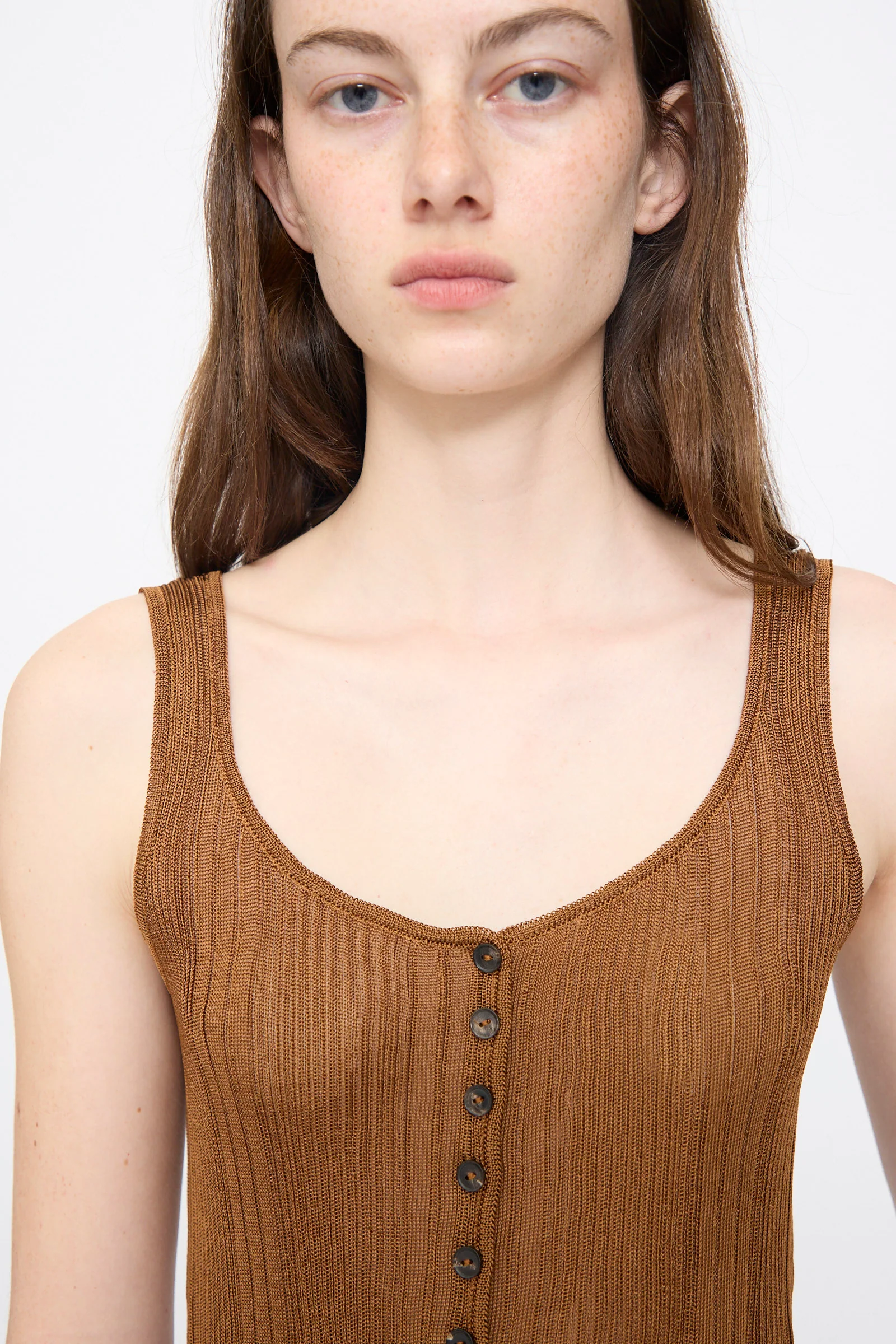 Ribbed Tank Top in Tobacco - Image 3