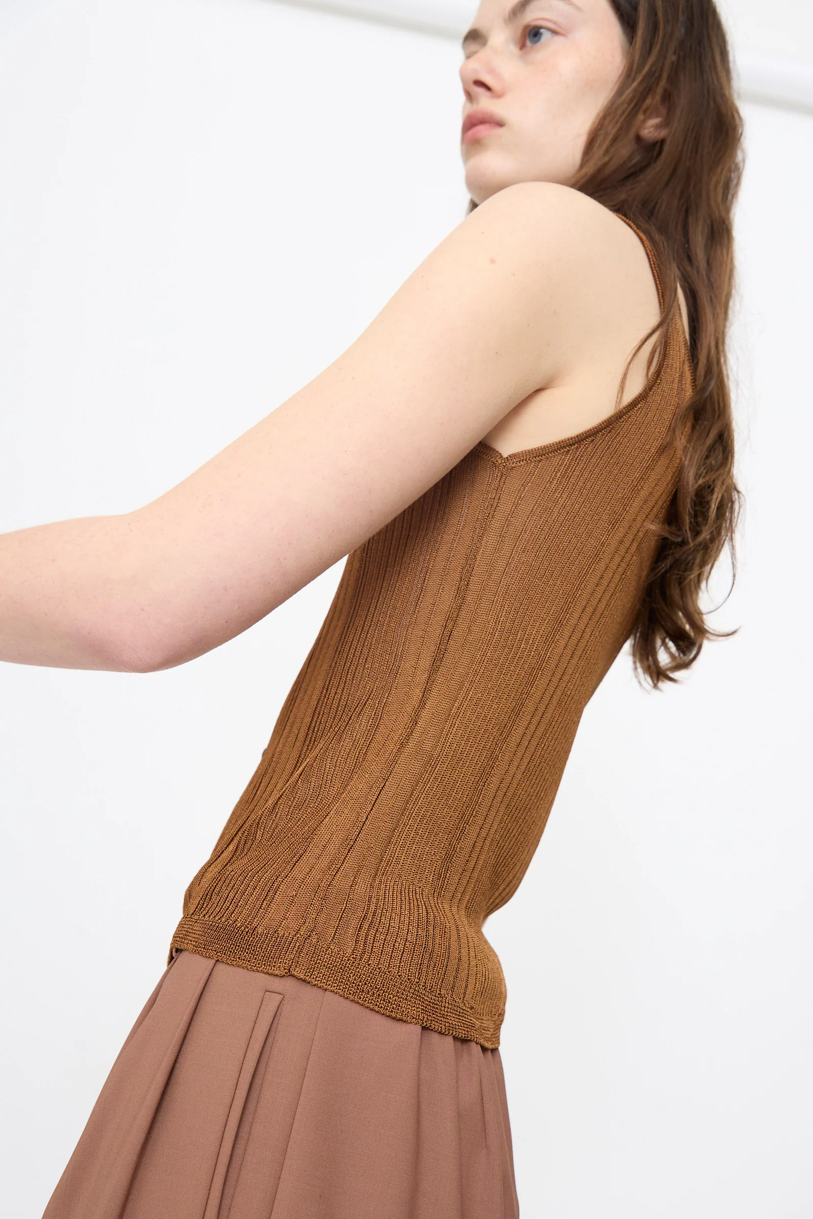 Ribbed Tank Top in Tobacco - Image 4