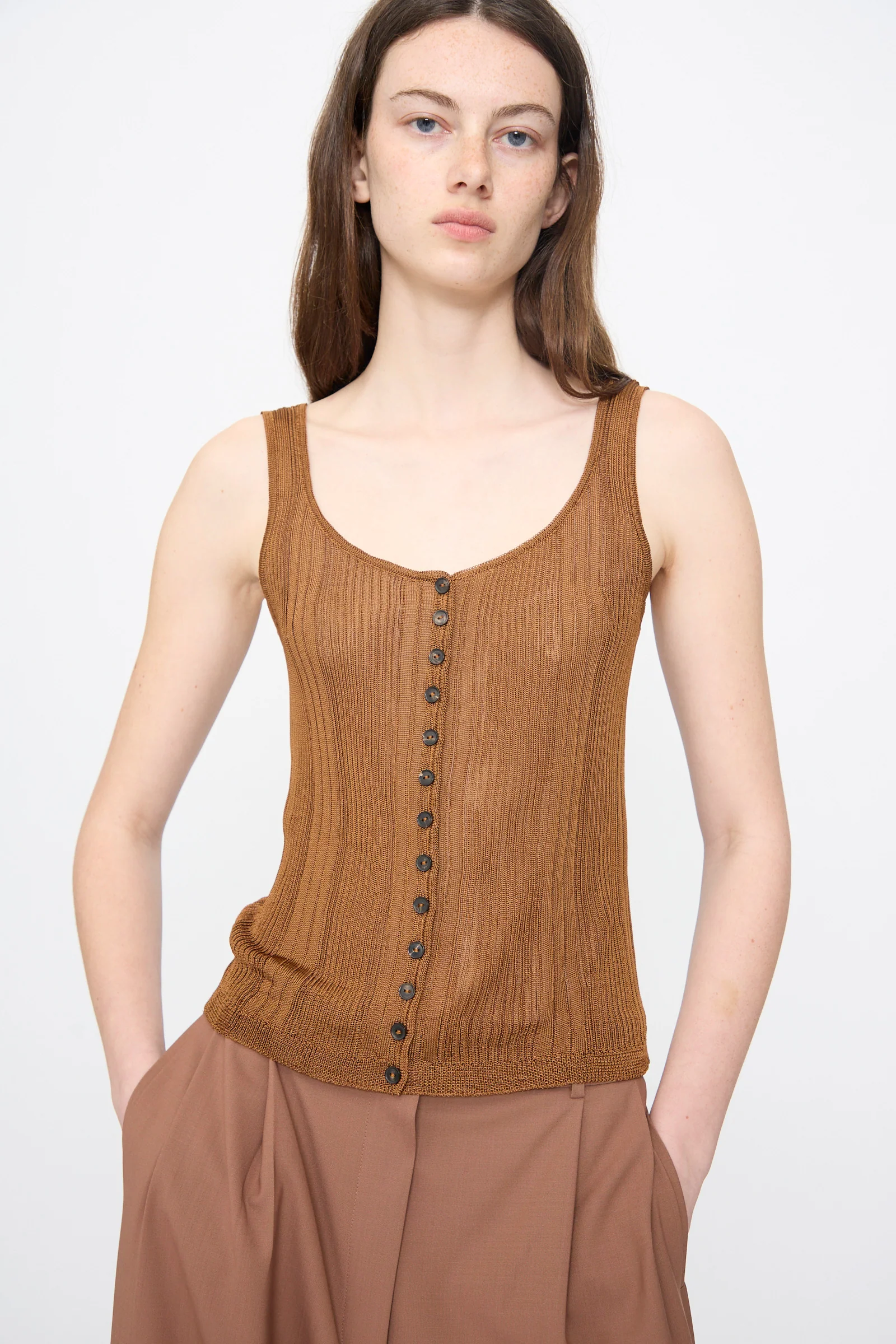 Ribbed Tank Top in Tobacco - Image 5