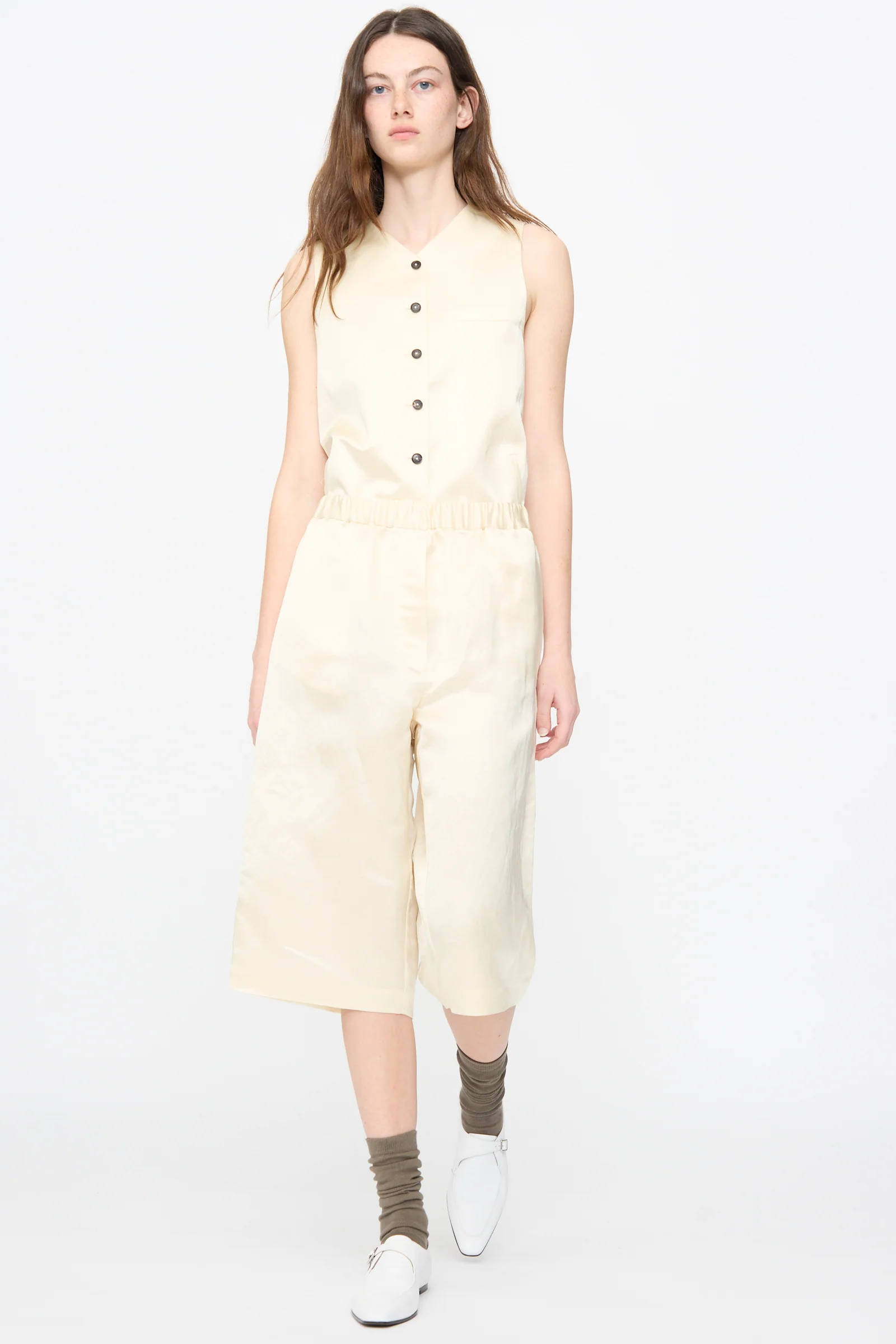 Satin Capri Pants in Off White - Image 5