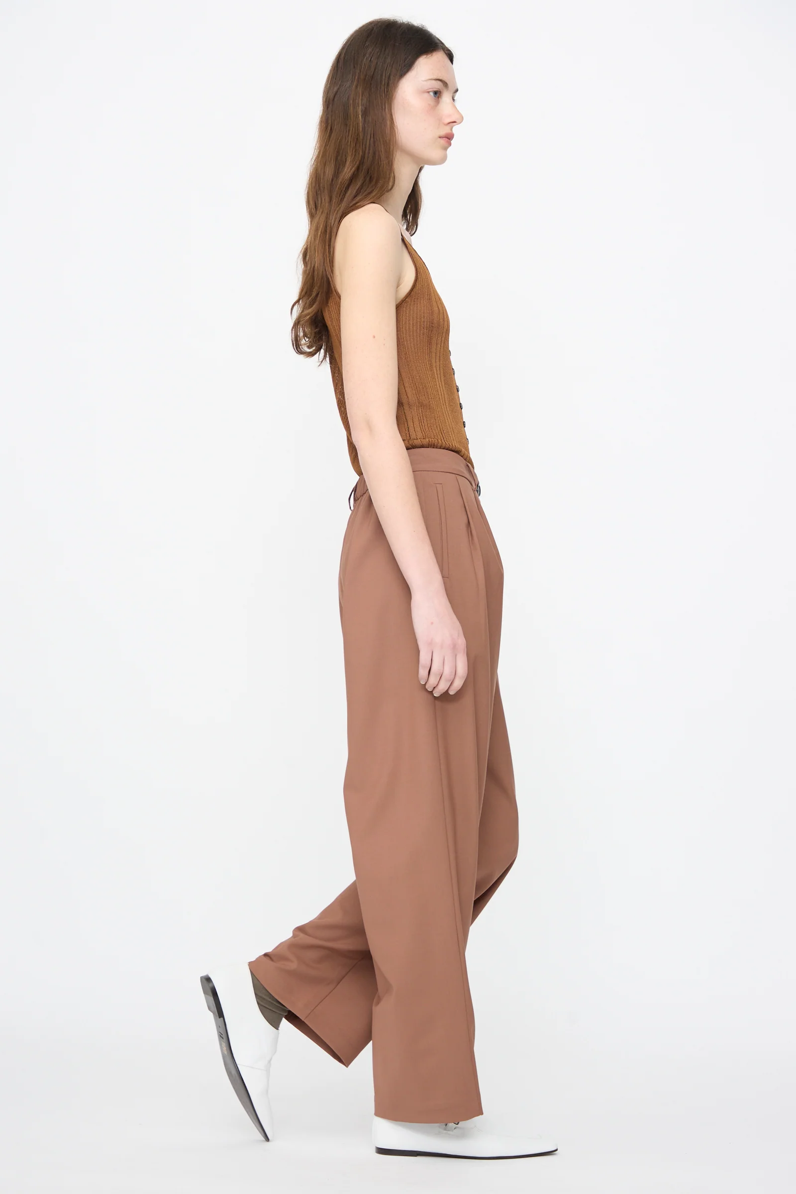 Tailored Masculine Pant in Clove - Image 4