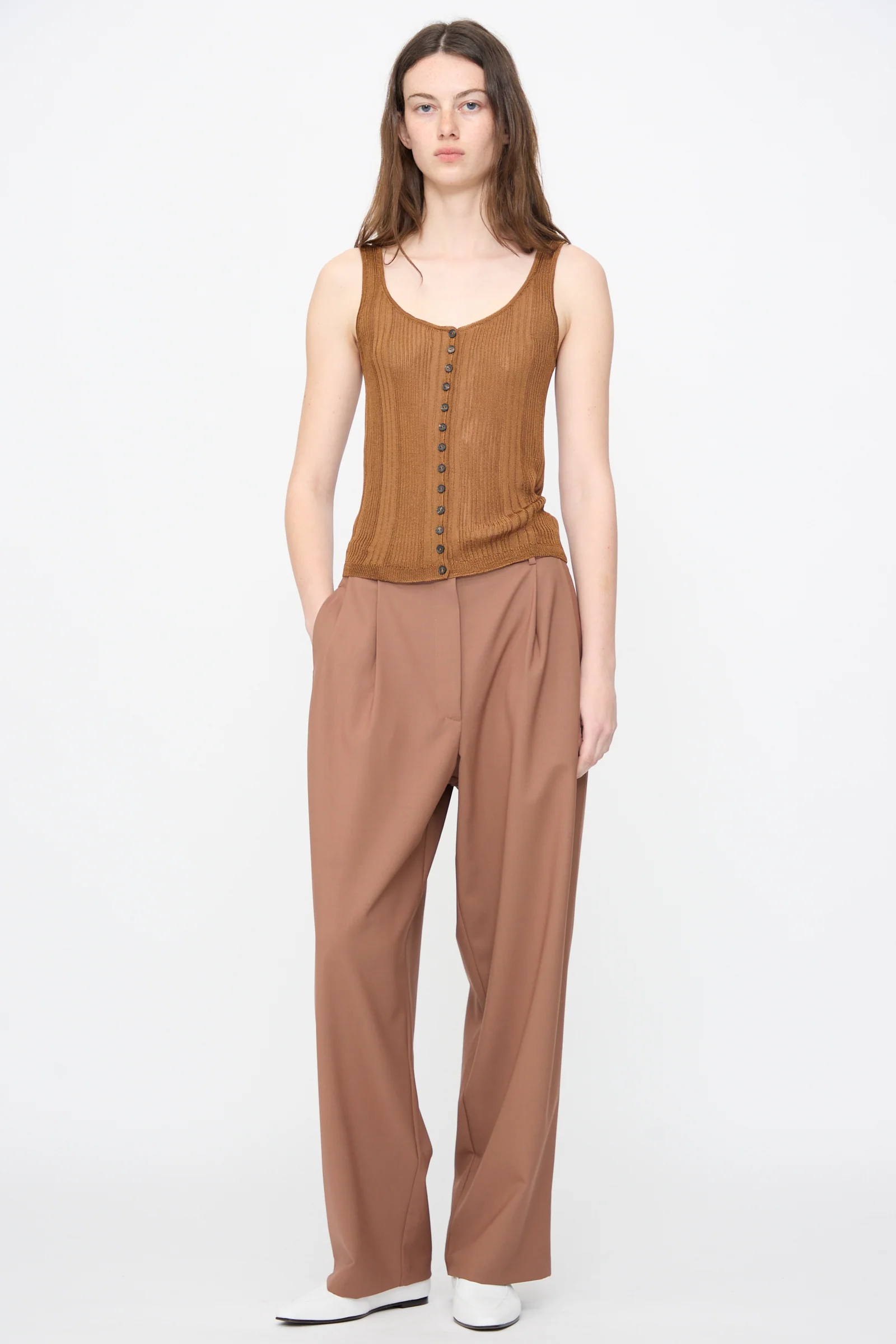Tailored Masculine Pant in Clove - Image 5
