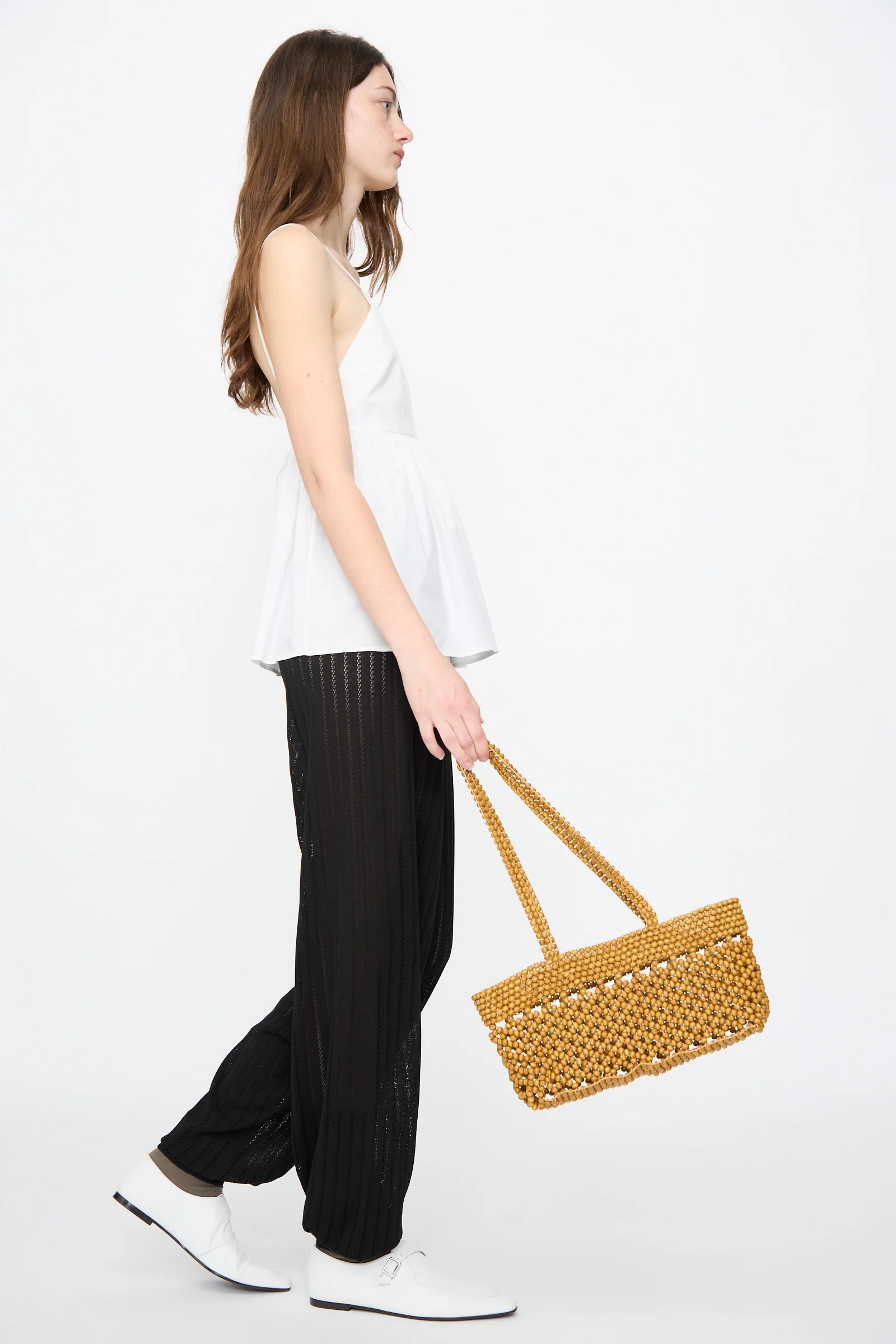 Wooden Beads Mini Bag in Ochre - Image 2