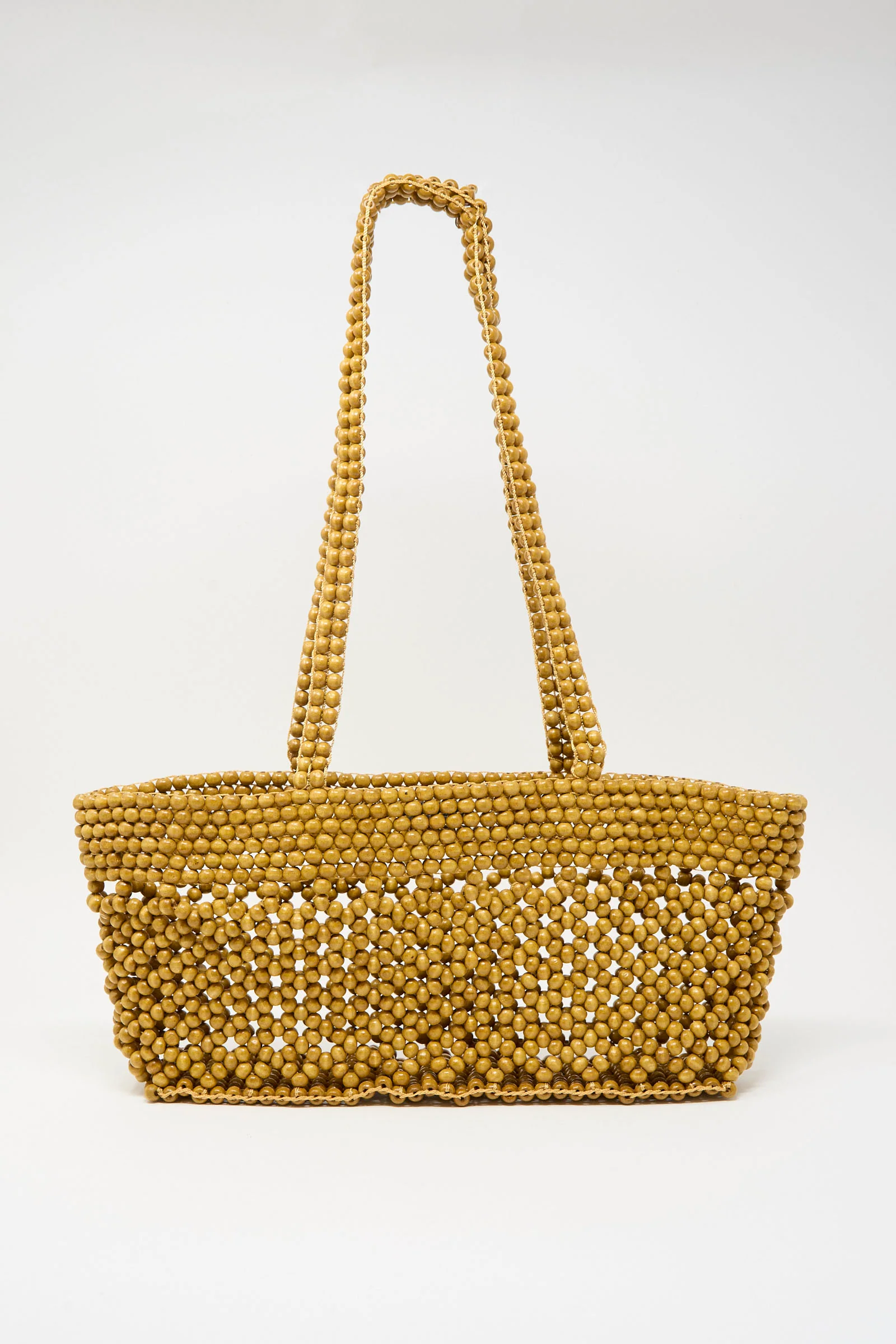 Wooden Beads Mini Bag in Ochre - Image 3