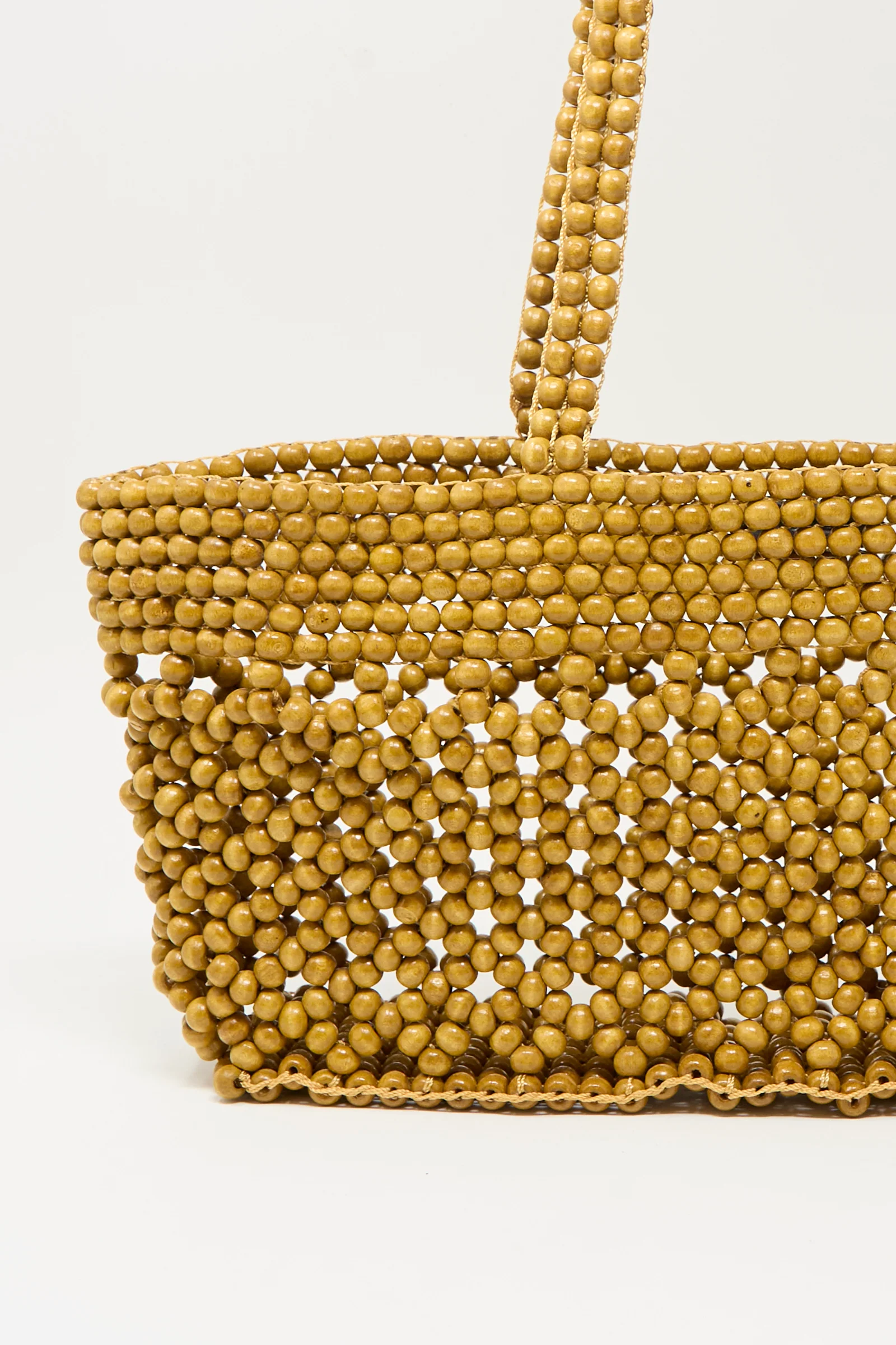 Wooden Beads Mini Bag in Ochre - Image 6