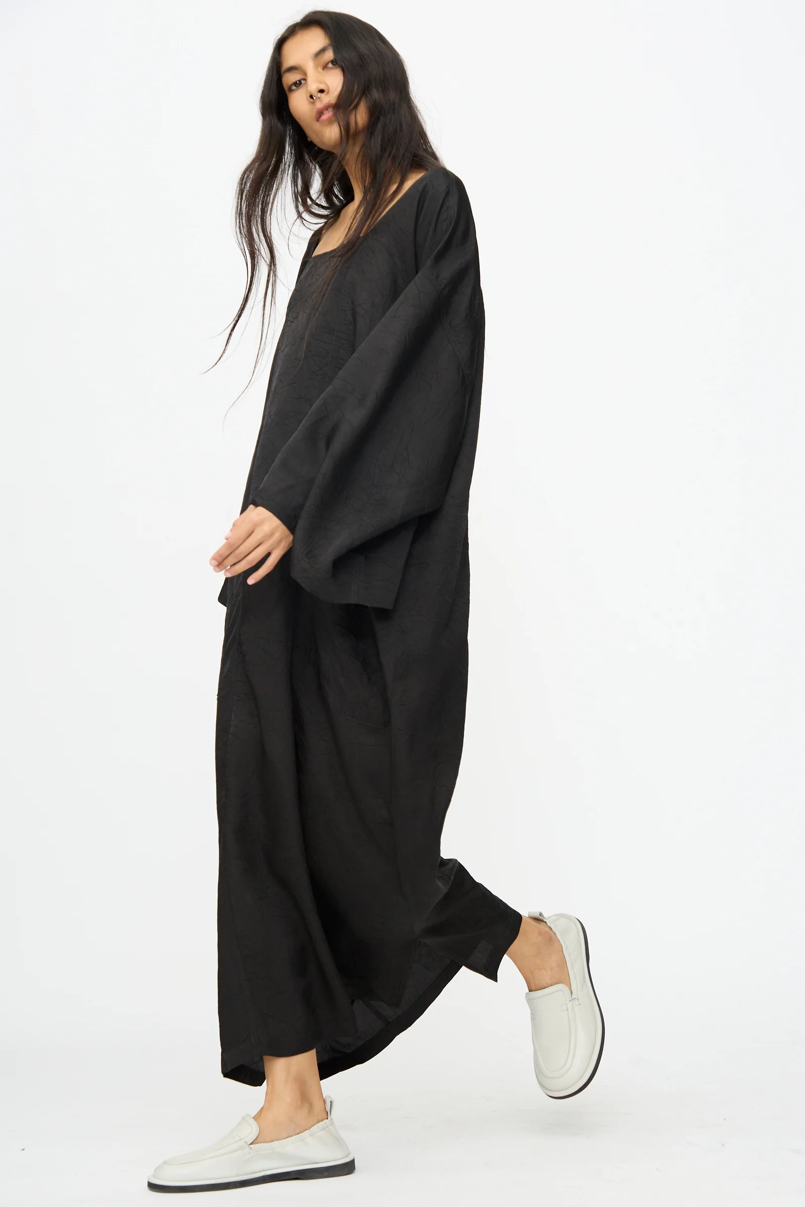 Square Neck Caftan Dress in Black - Image 6