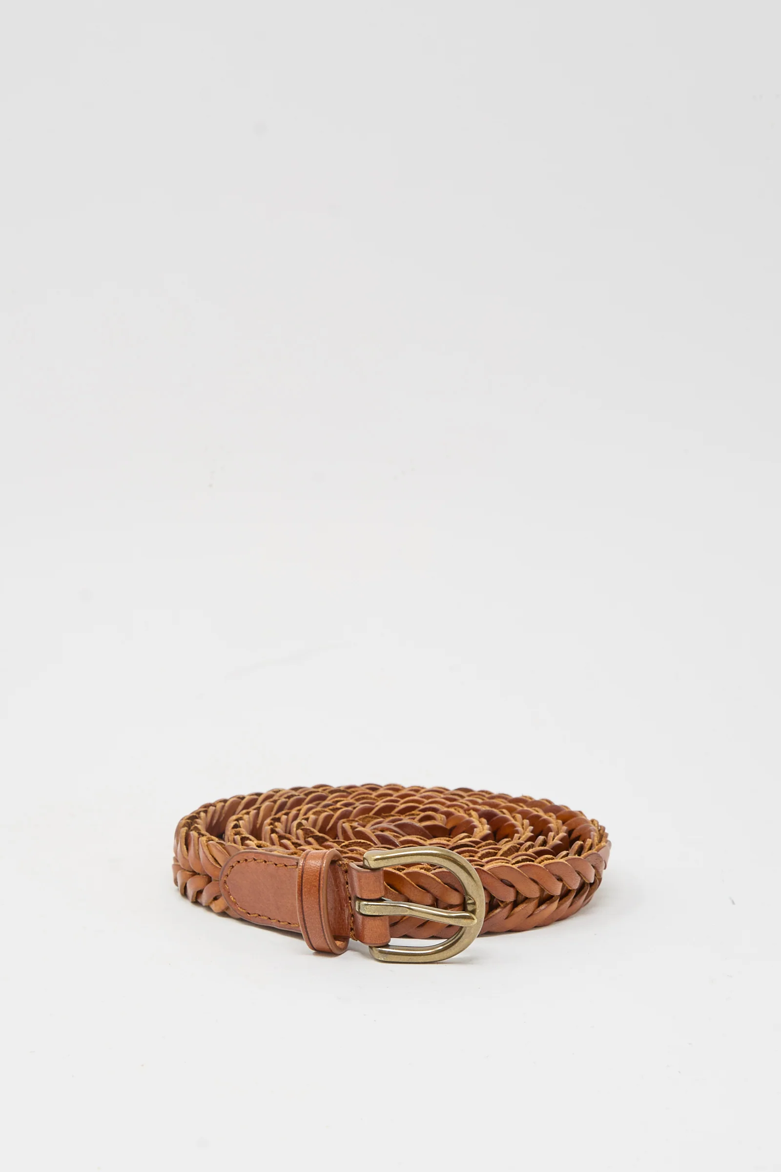 Brass Buckle Single Link Belt in Tan