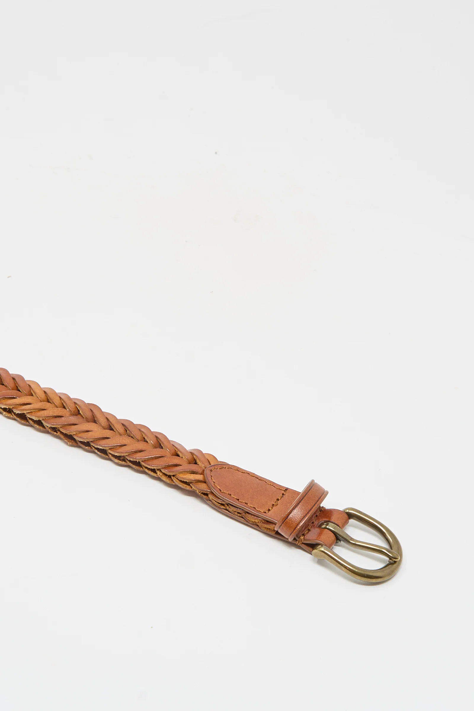 Brass Buckle Single Link Belt in Tan - Image 2