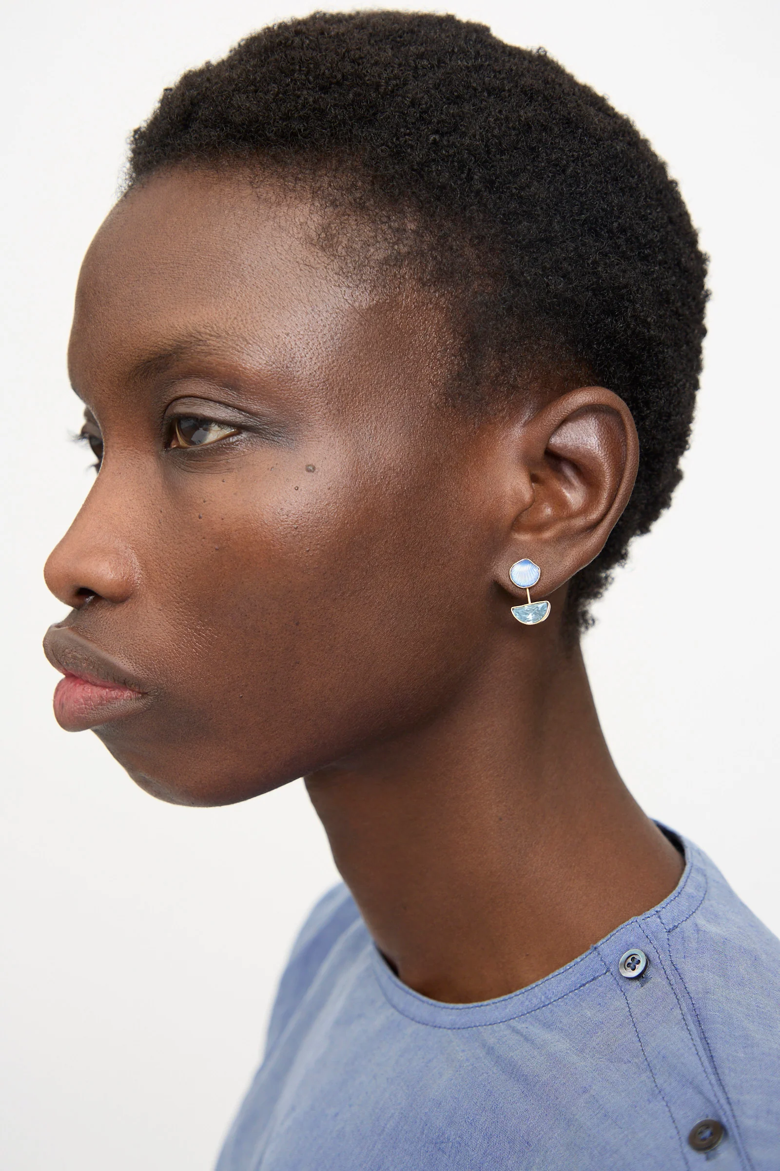 Detachable Drop Earring in Blue Shell - Image 4