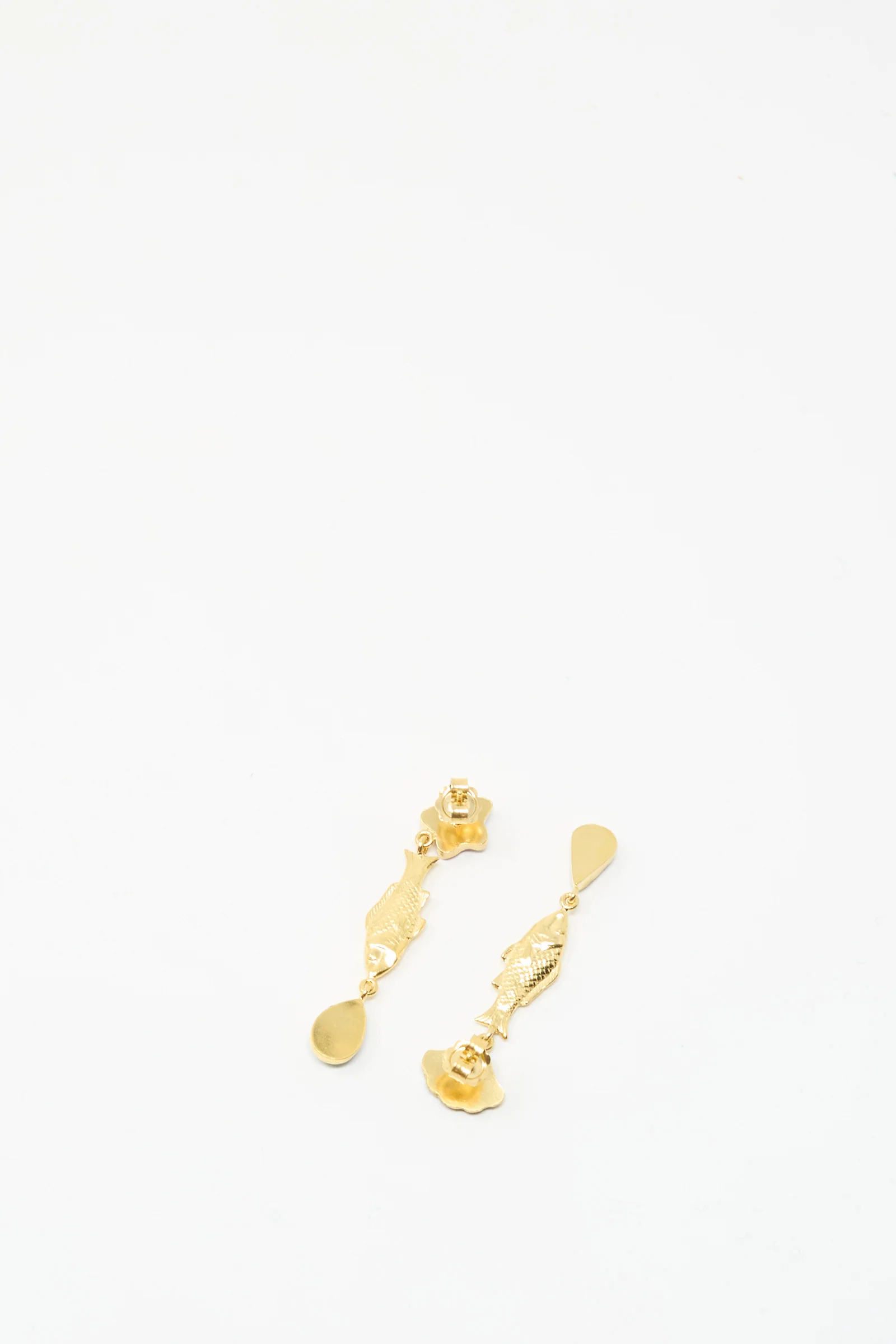 Fish and Vintage Cabochon Drop Earrings - Image 3