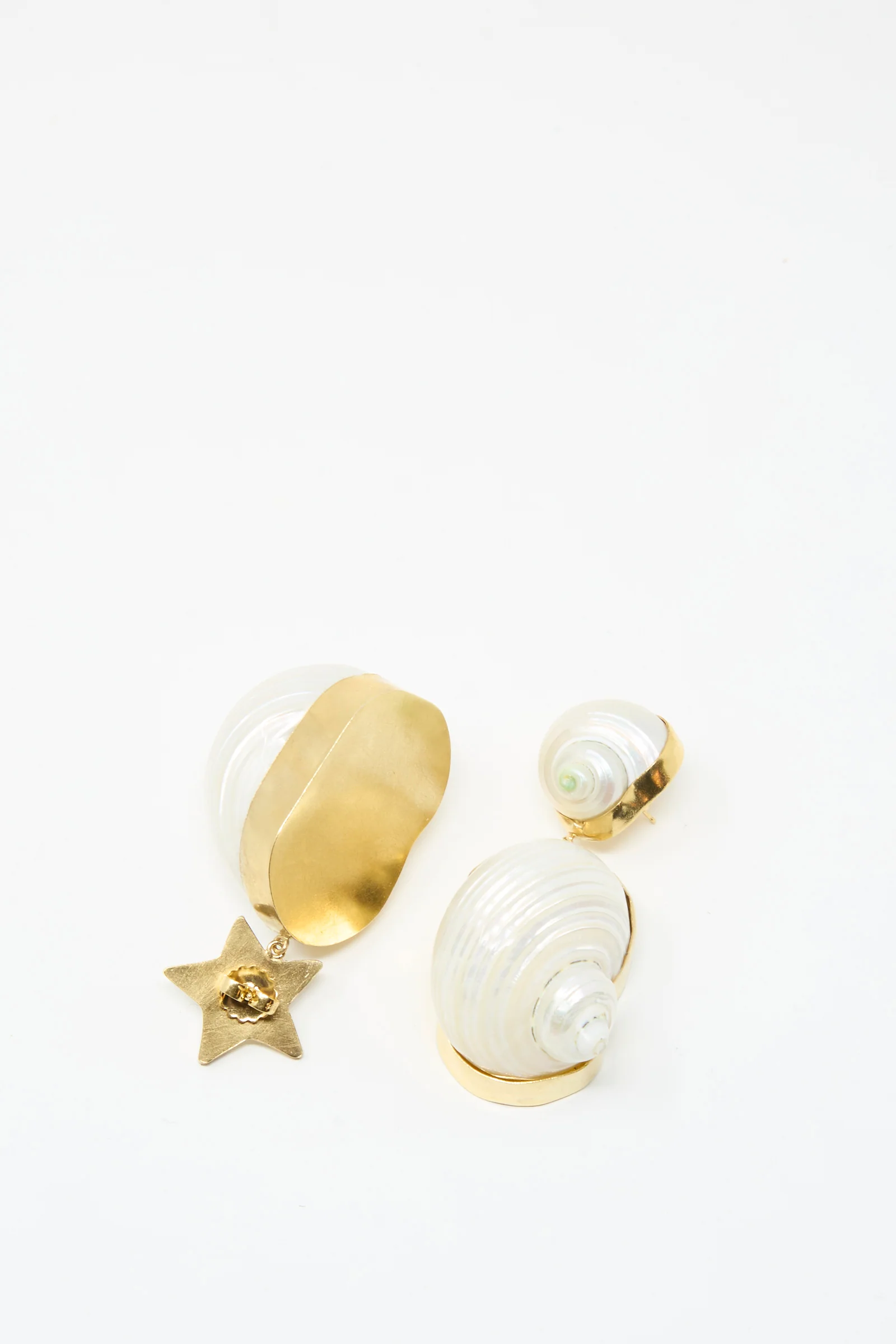 Moon and Star Shell Drop Earrings - Image 3