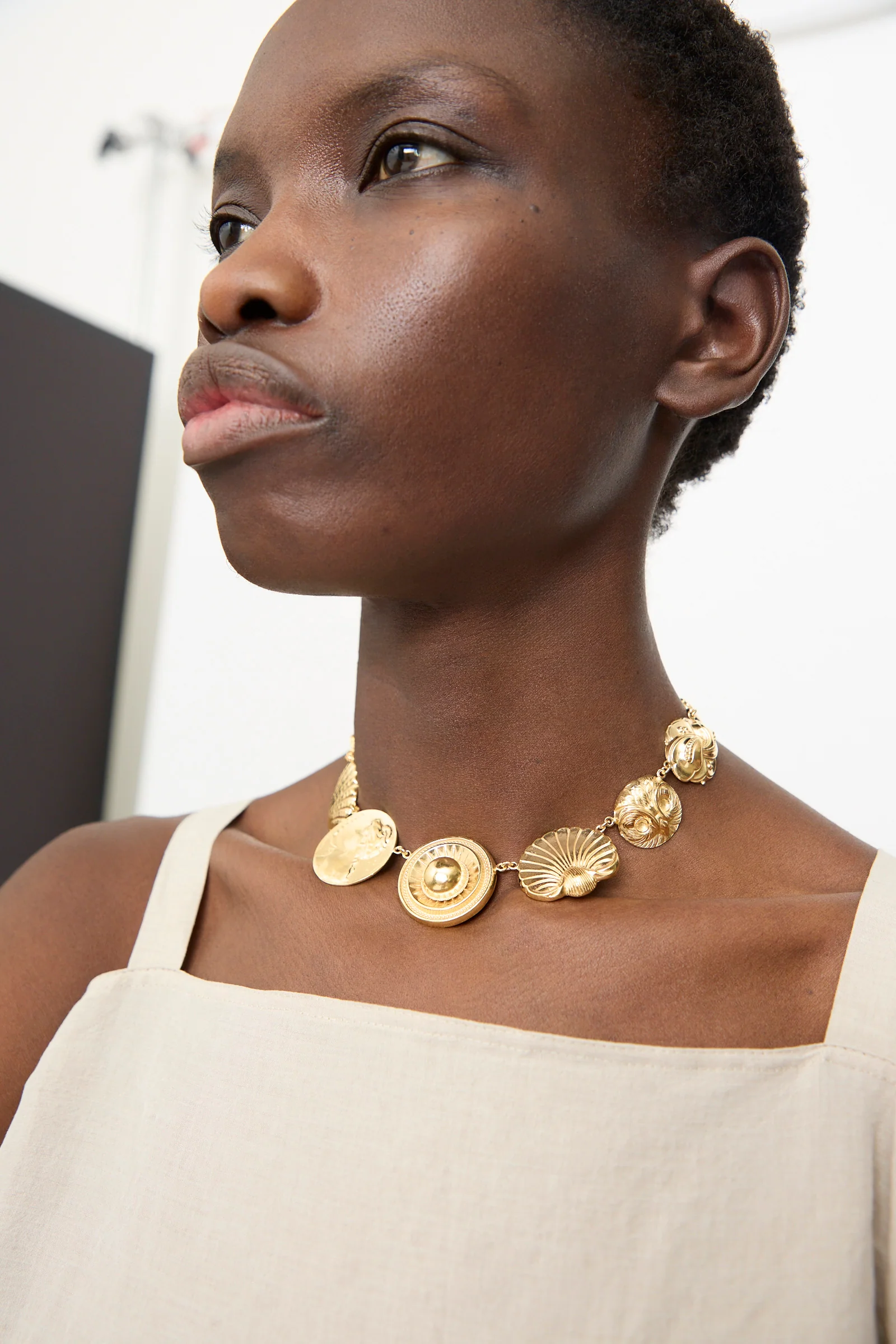 Gold Button Necklace - Image 4