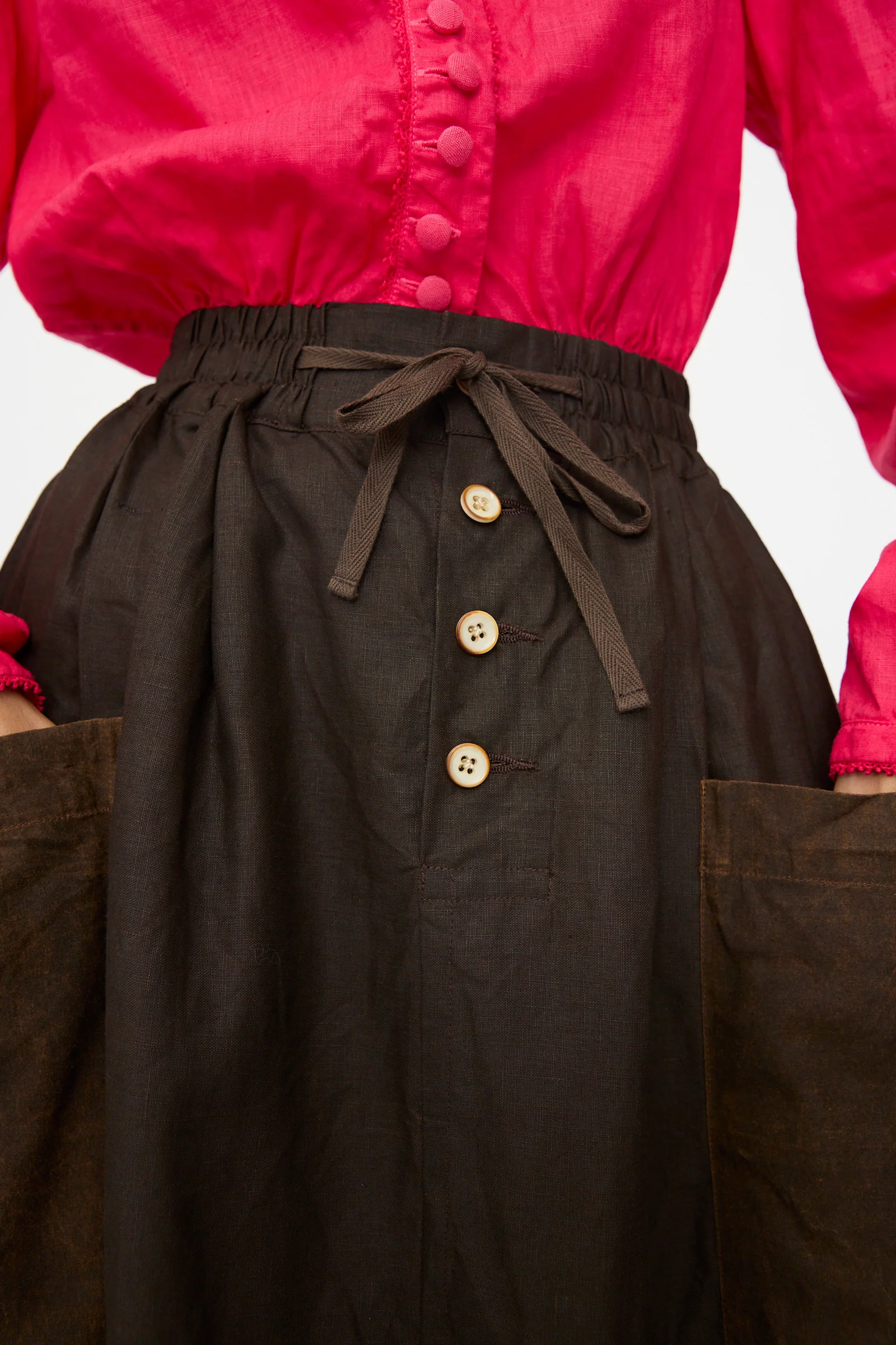 Linen Jupe Bergère in Iron Oxide, Ink and Persimmon Dye - Image 3
