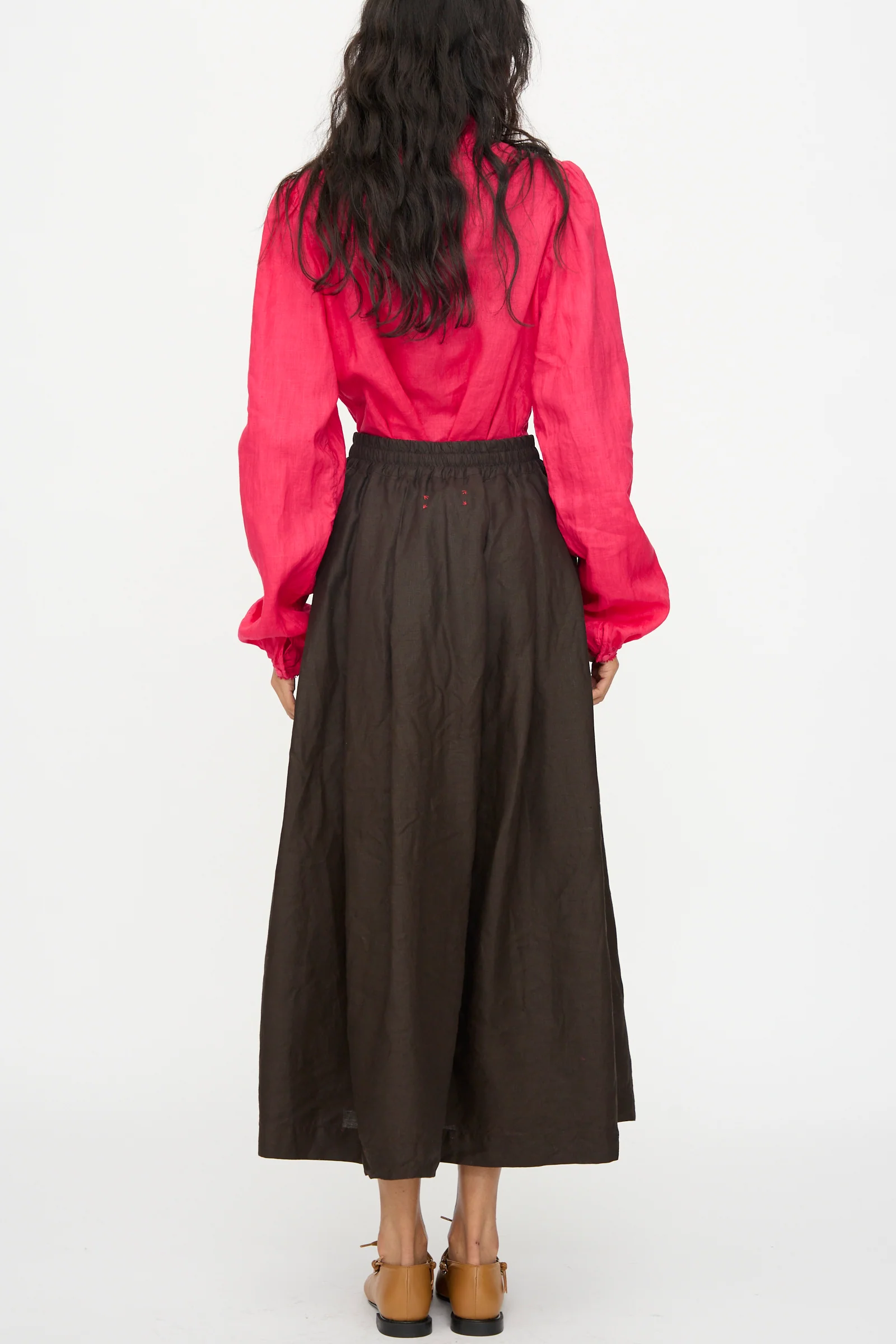 Linen Jupe Bergère in Iron Oxide, Ink and Persimmon Dye - Image 6