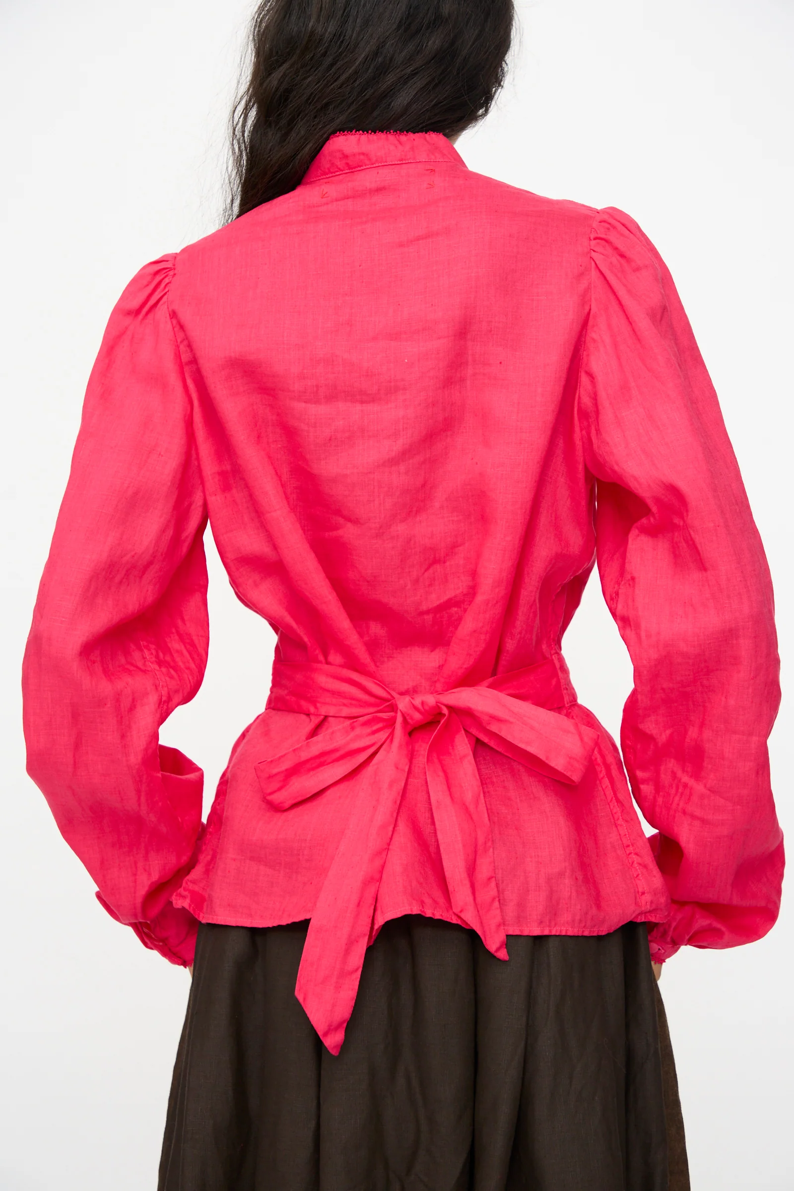 Linen Réplique de Chemise Victorienne in Cherry Red - Image 8