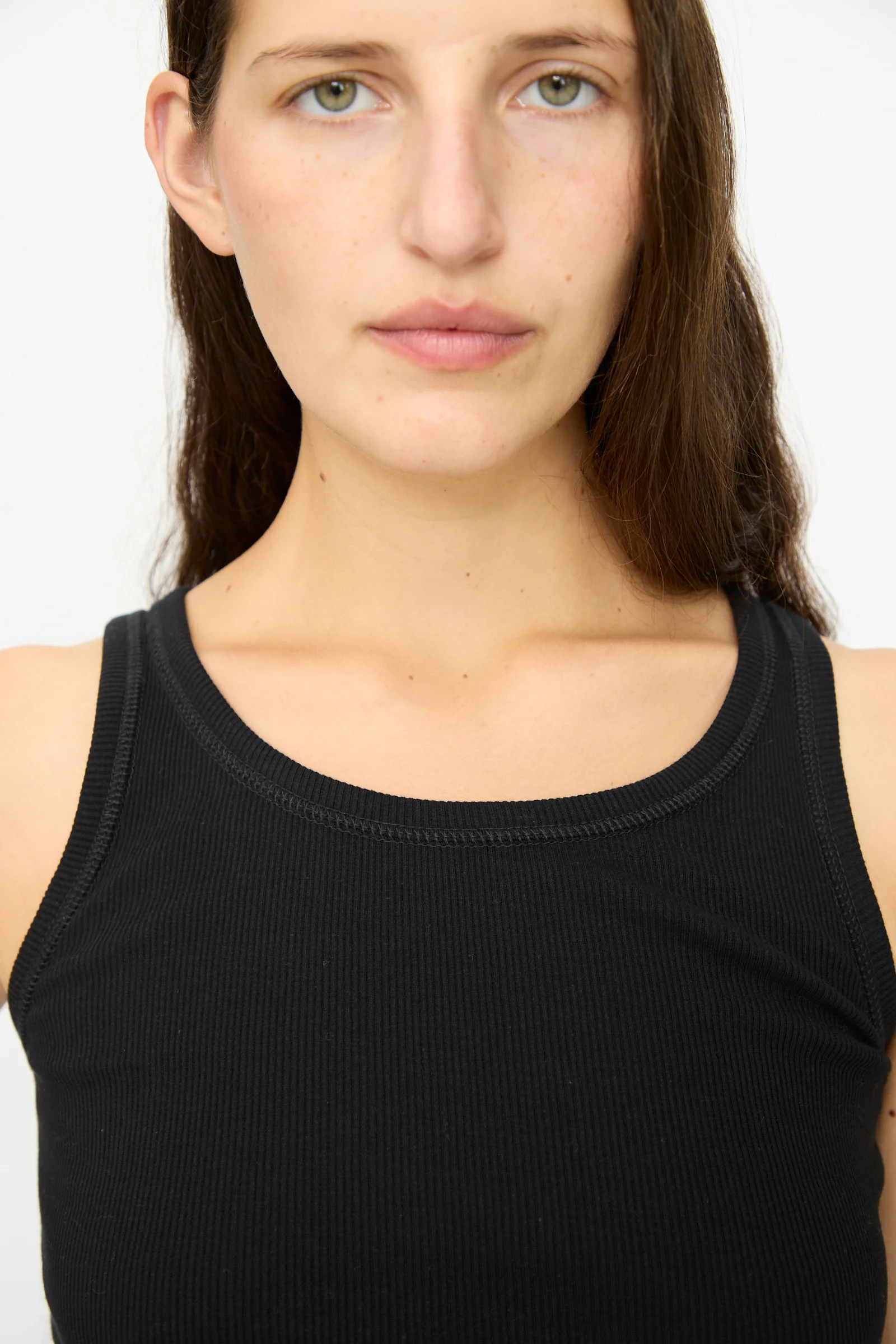 Cotton Cashmere Tank Top in Black - Image 3