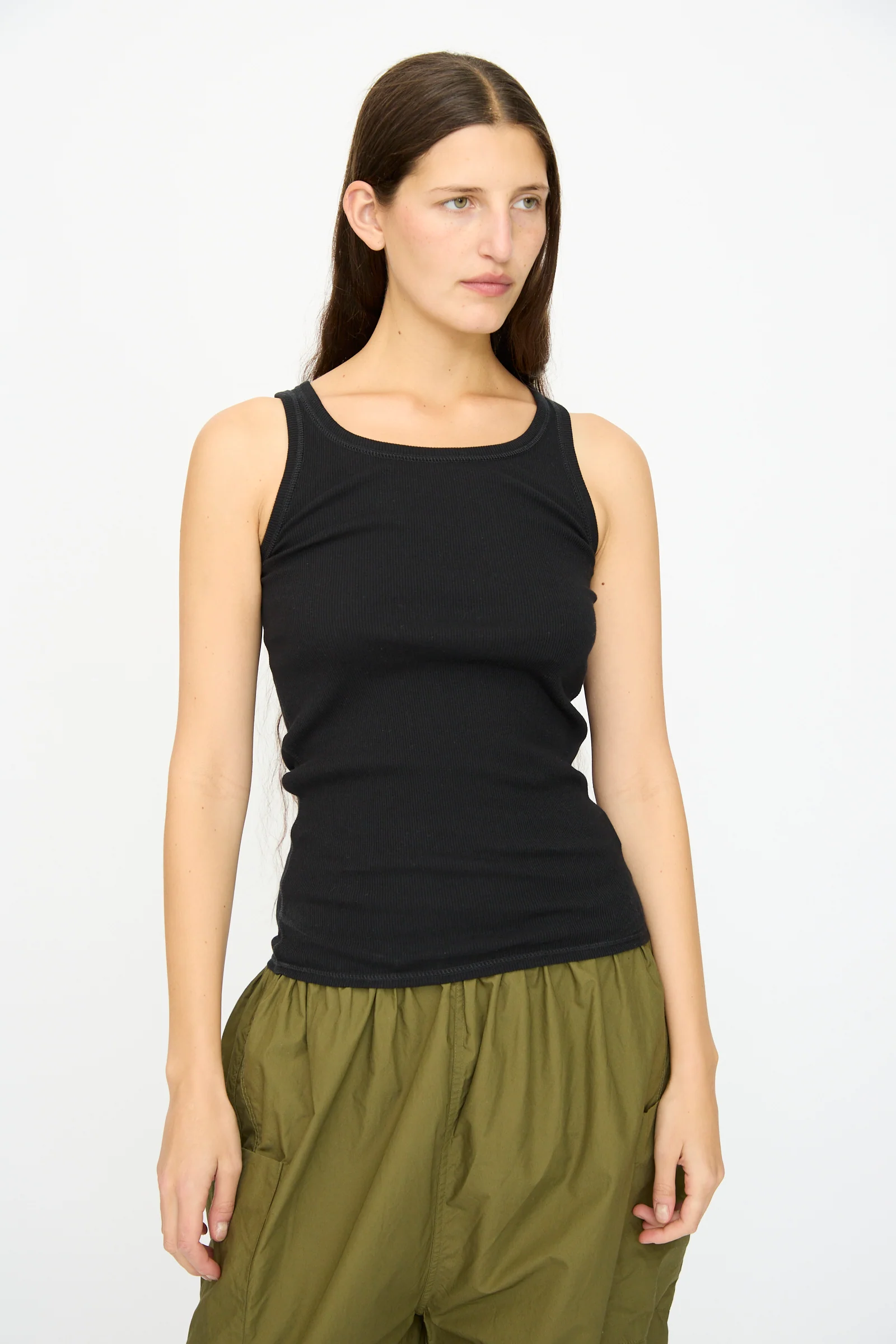 Cotton Cashmere Tank Top in Black - Image 4