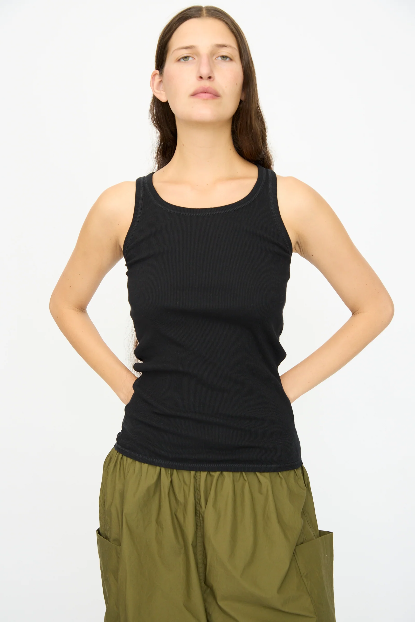 Cotton Cashmere Tank Top in Black - Image 5
