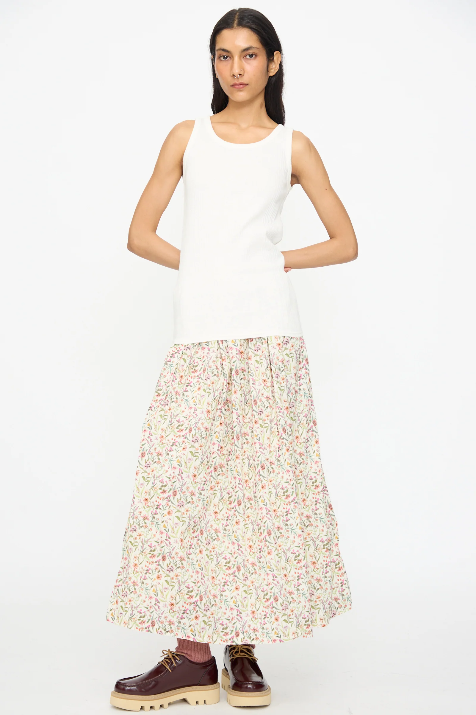 Cotton Rib Tank Top in White - Image 4