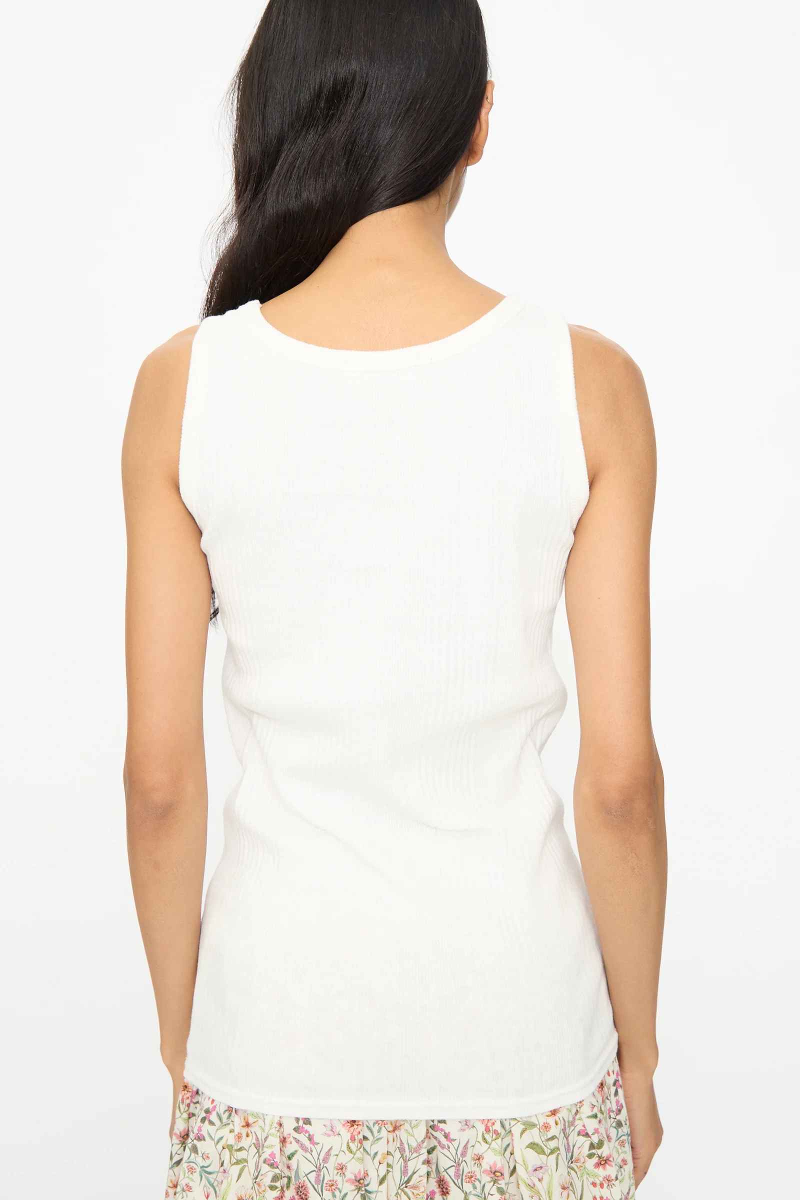 Cotton Rib Tank Top in White - Image 5