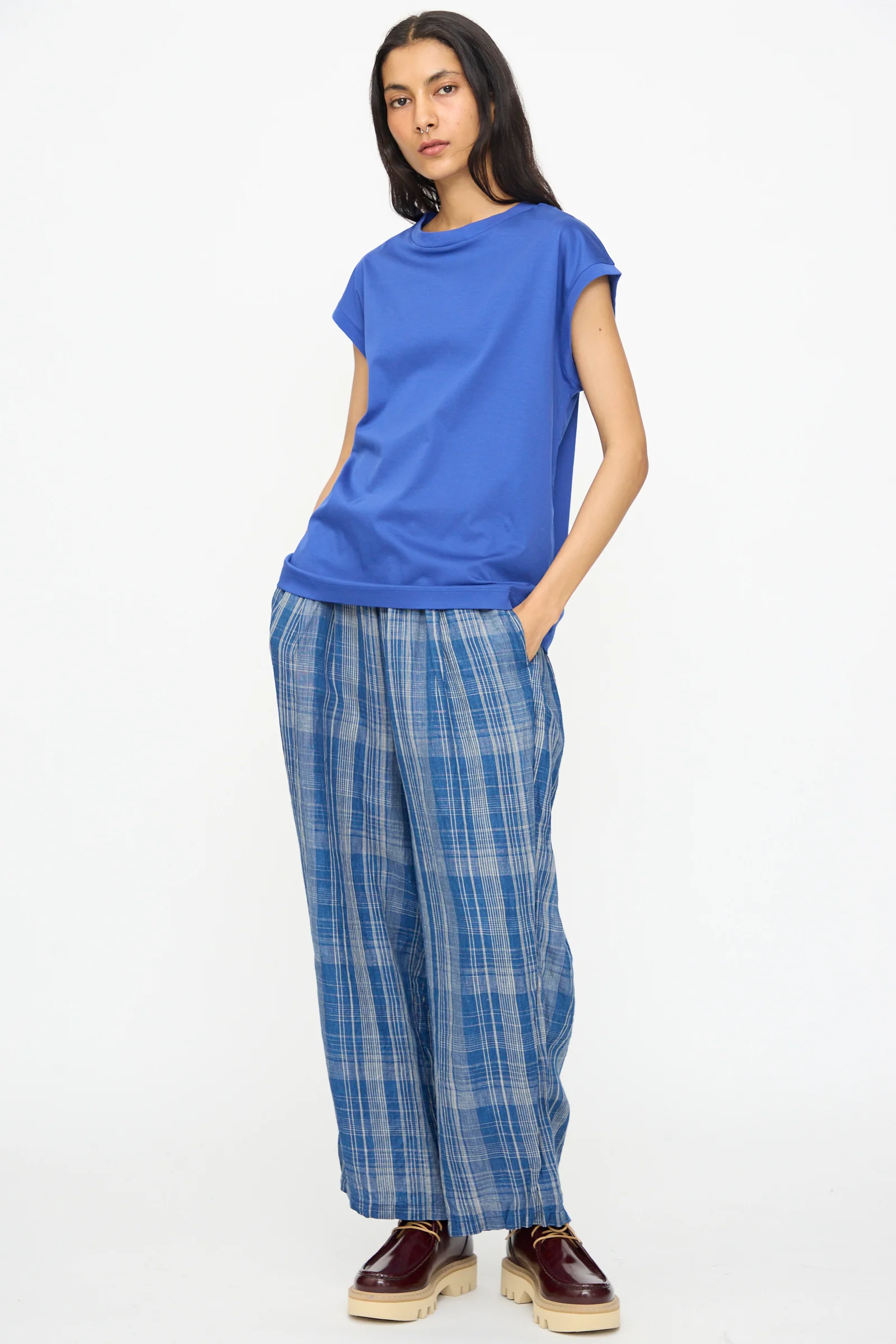 Cotton Sleeveless Pullover in Blue - Image 4