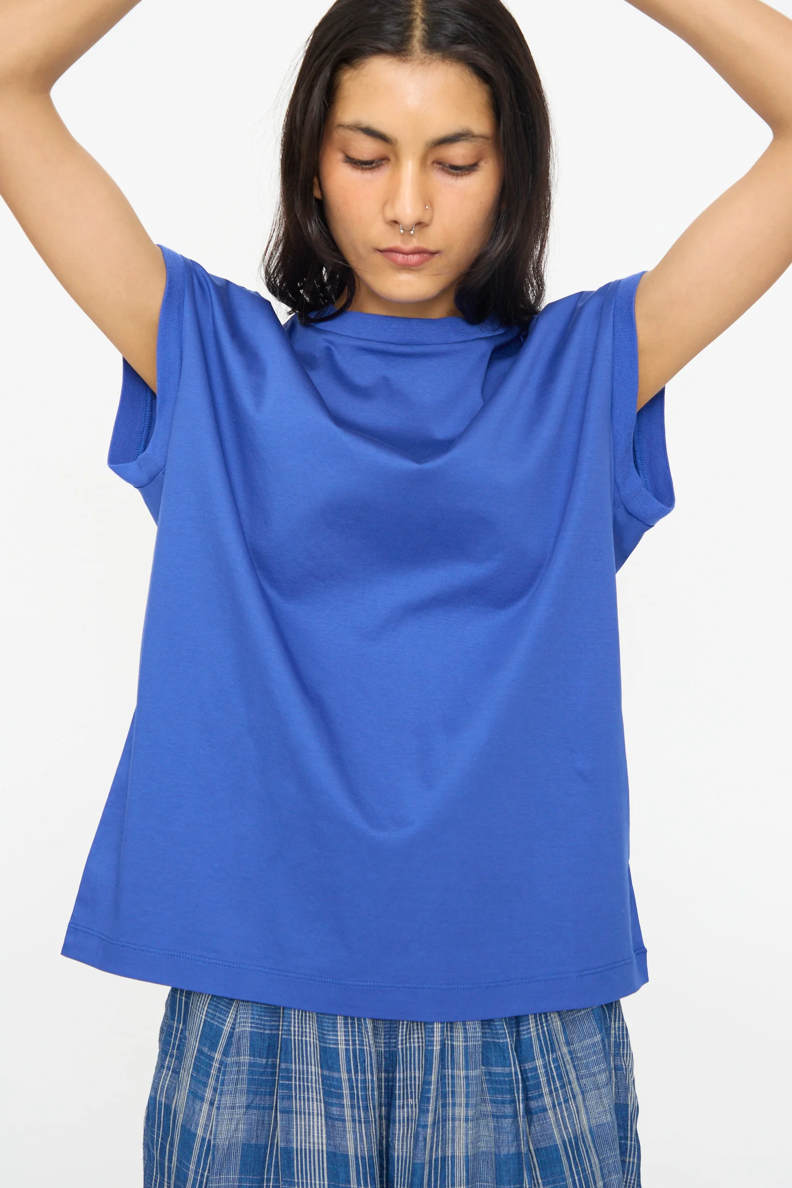 Cotton Sleeveless Pullover in Blue - Image 5