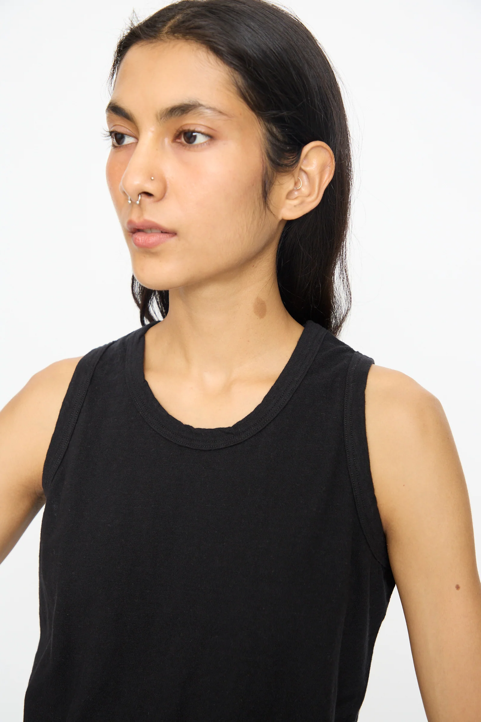 Cotton Tank Top in Black - Image 3
