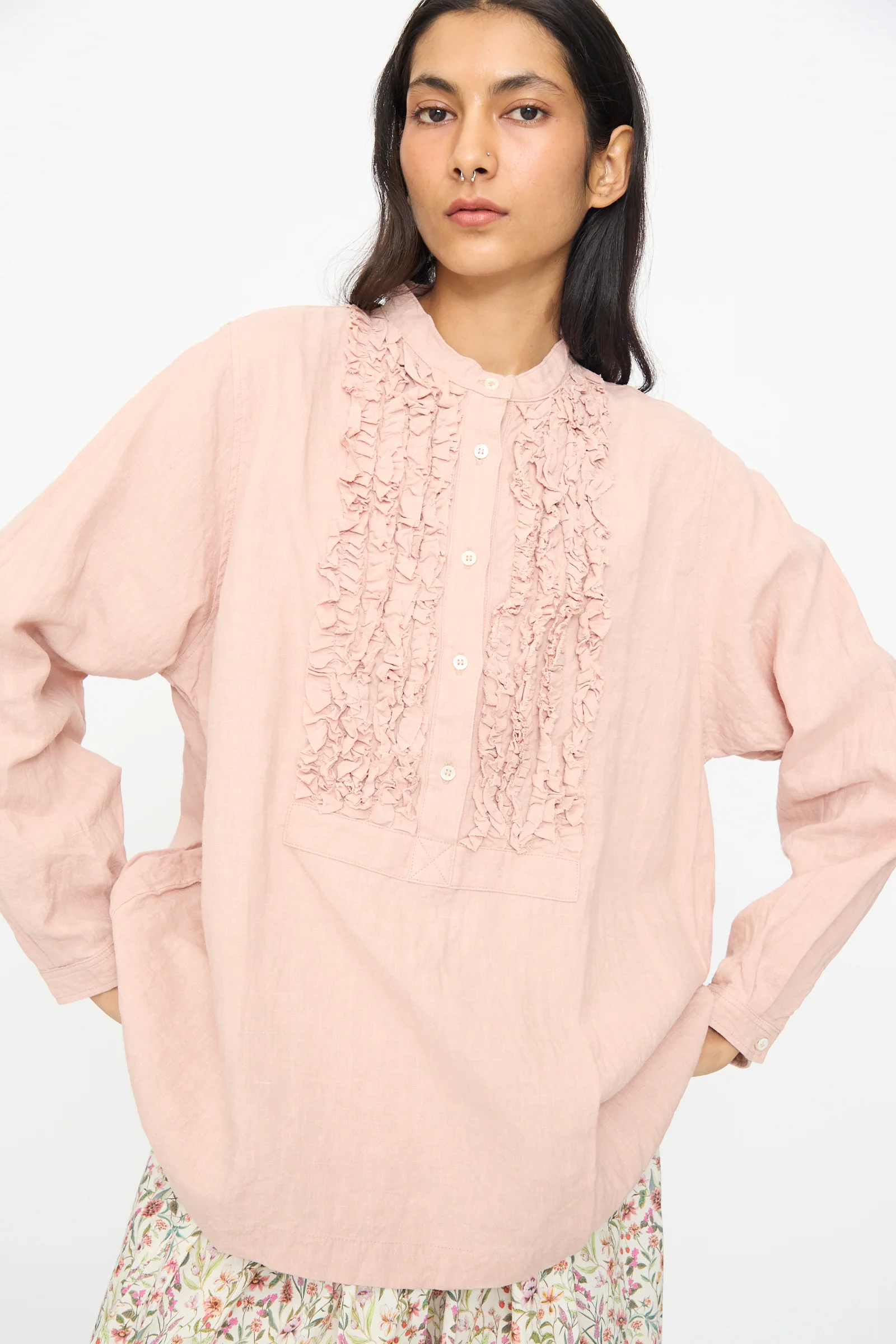 French Linen Shirt in Pink