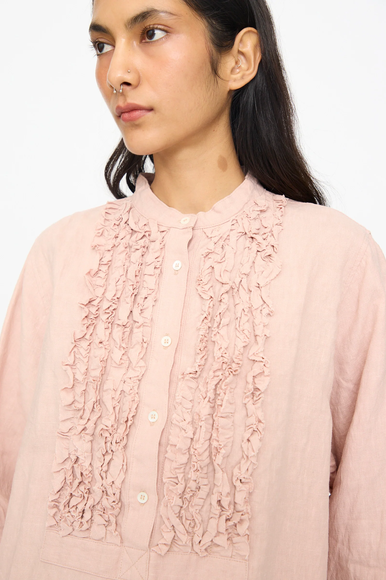 French Linen Shirt in Pink - Image 3